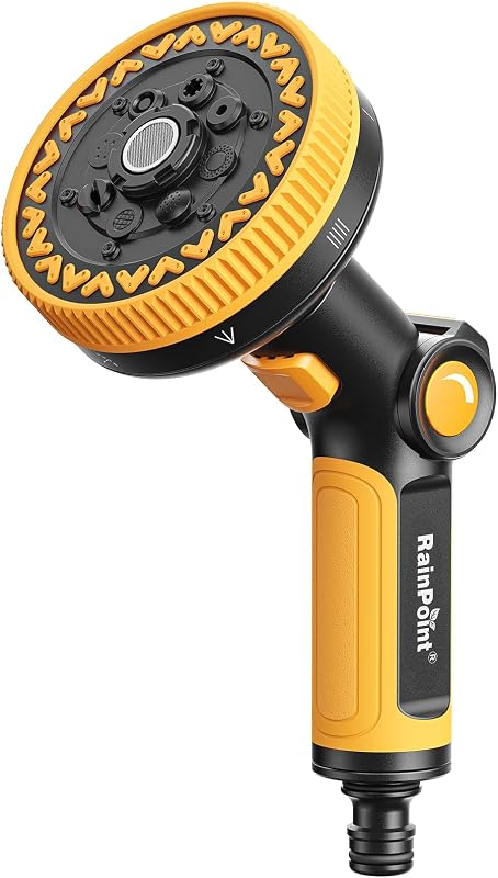 RAINPOINT Hose Pipe Spray Gun, High Pressure Garden Hose Spray Gun with 8 Patterns, Hose Nozzle with Thumb Flow Control for Watering Plants, Lawns, Cars and Pets Washing