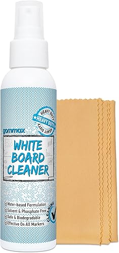 Spray limpiador de pizarra de borrado en seco con paño de microfibra, líquido de limpieza de pizarra blanca de 4 onzas líquidas para sombrear y