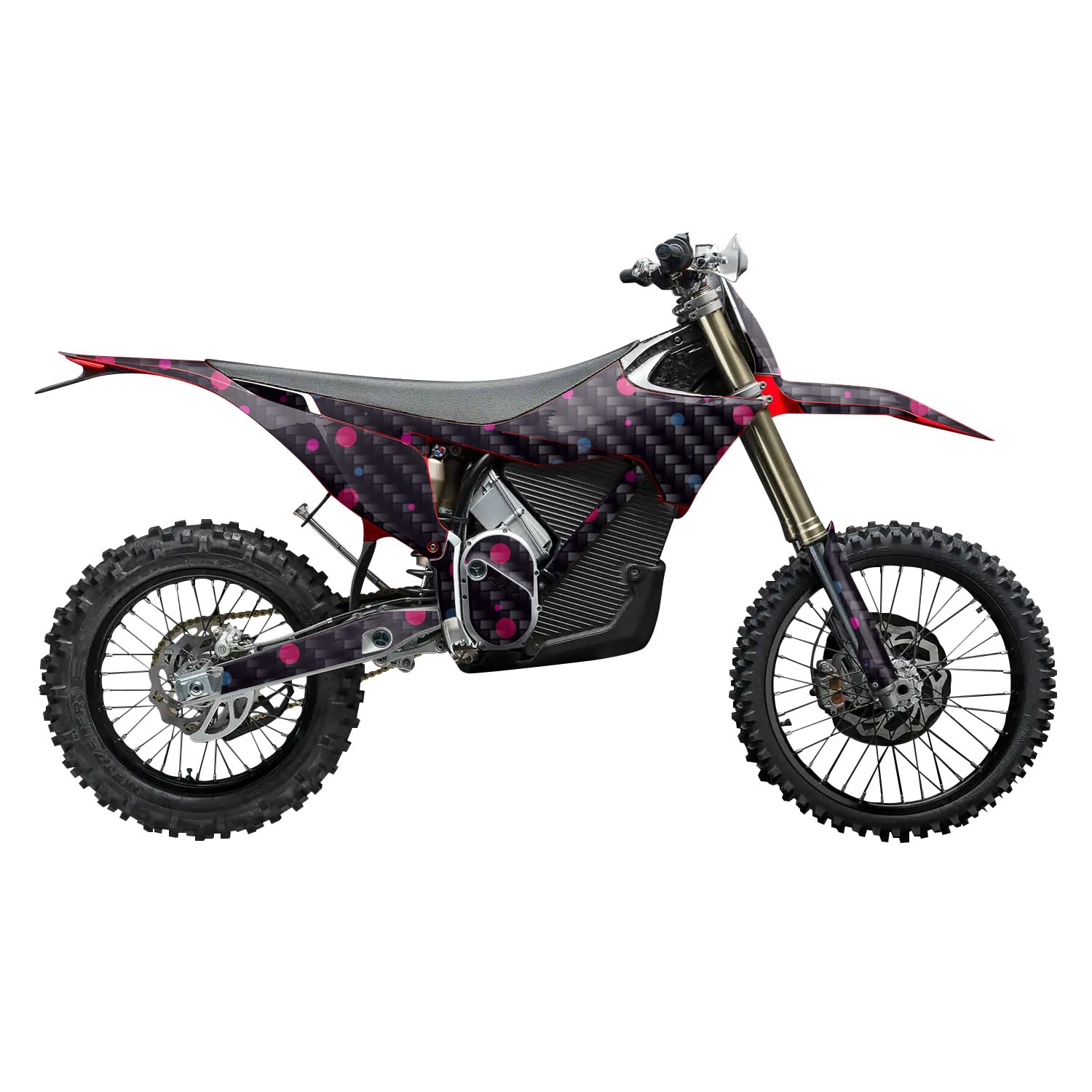 Carbon Fiber Stark Varg MX 2023-2025 Graphics Kit Wrap - Magenta Dots - Varg MX Skin - Premium 3M Vinyl Protective Wrap Decal Cover - Easy to Apply | Crafted in The USA by MightySkins