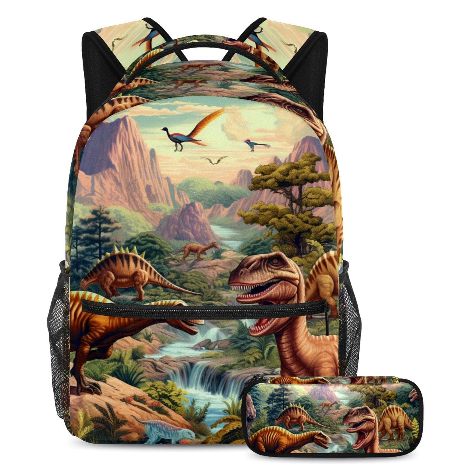 Sac à dos motif dinosaure 18 avec trousse, le cadeau de rentrée
