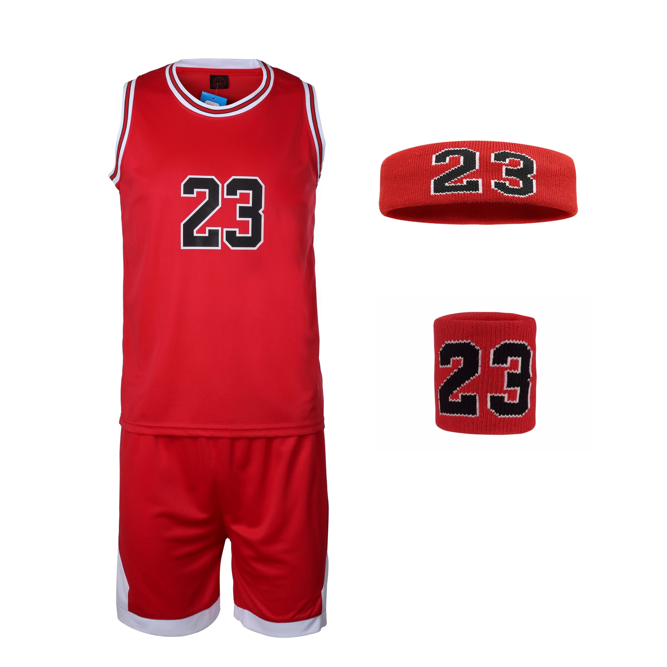 UKIFXWG#23 Boys Basketball Jersey Set with Headband and Wristband Basketball Tank Top Shorts Sport Suit Gift for Fans Teens Youths