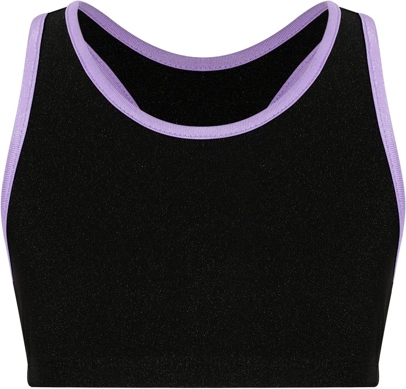 Mufeng Kids Girls Sleeveless Tank Top Seamless Stretchy Crop Racerback Undershirt Bra Contrast Trim Stretch Sport Tops
