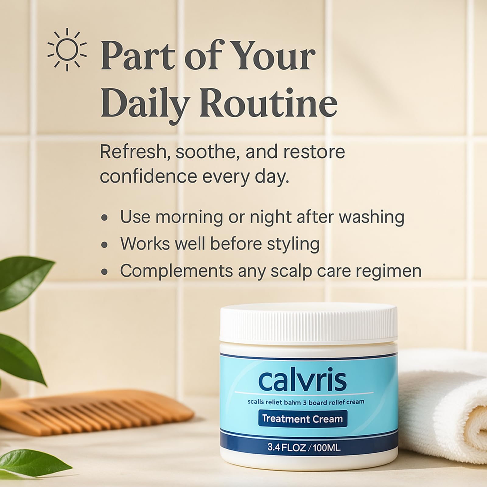 Calvris Scalp Relief Balm with Kudzu Root, Goldthread & Jojoba, 3.4 Fl Oz