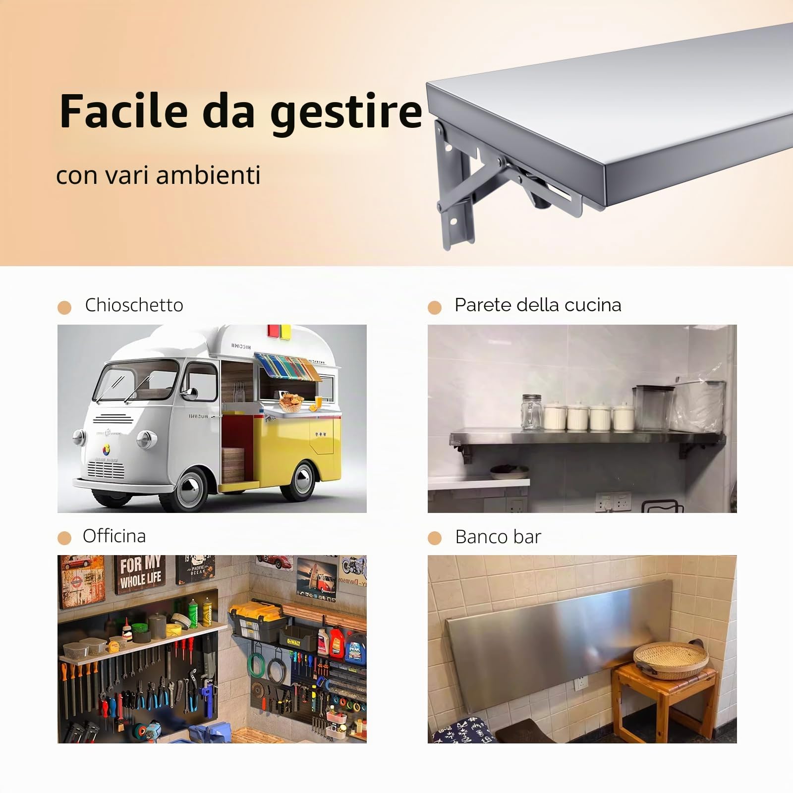 TAIMIKO - Mensola da parete in acciaio inossidabile, pieghevole, a parete, per cucina commerciale, food truck, ristorante, garage, lavanderia, stanza utilità, tavolo pieghevole per lavanderia (60 cm)