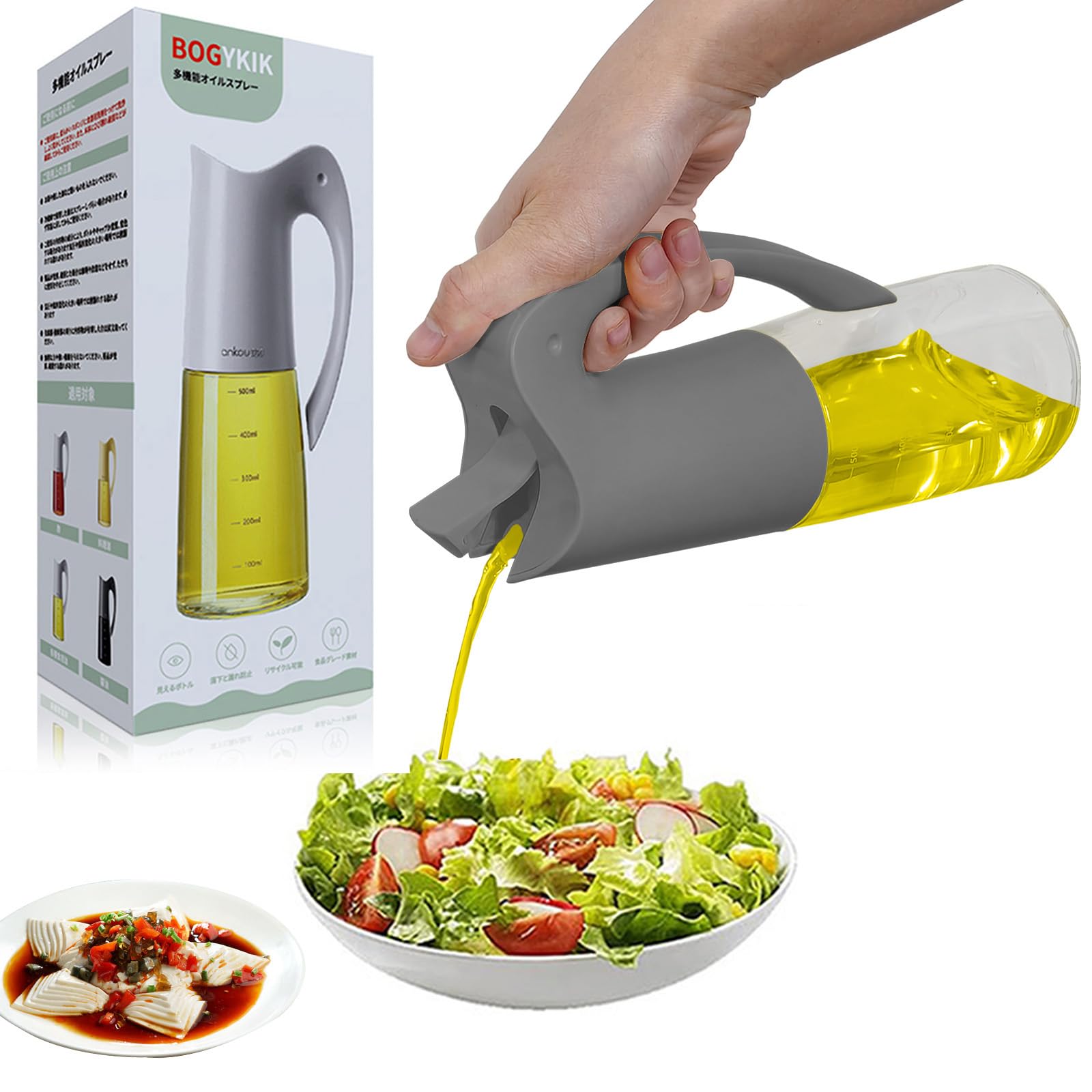 【クーポン割引】【1,172円】 一筋の光 液だれ防止フリップ蓋 オイルボトル＆調味料ボトル 大容量500ml+80ml付き