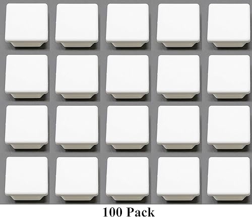 Miniatura 2 de Tapa de tubo cuadrada blanca de plástico universal de 1-12 pulgadas, tapón de acabado, tapa de extremo de tubo de tubo, deslizamiento de silla