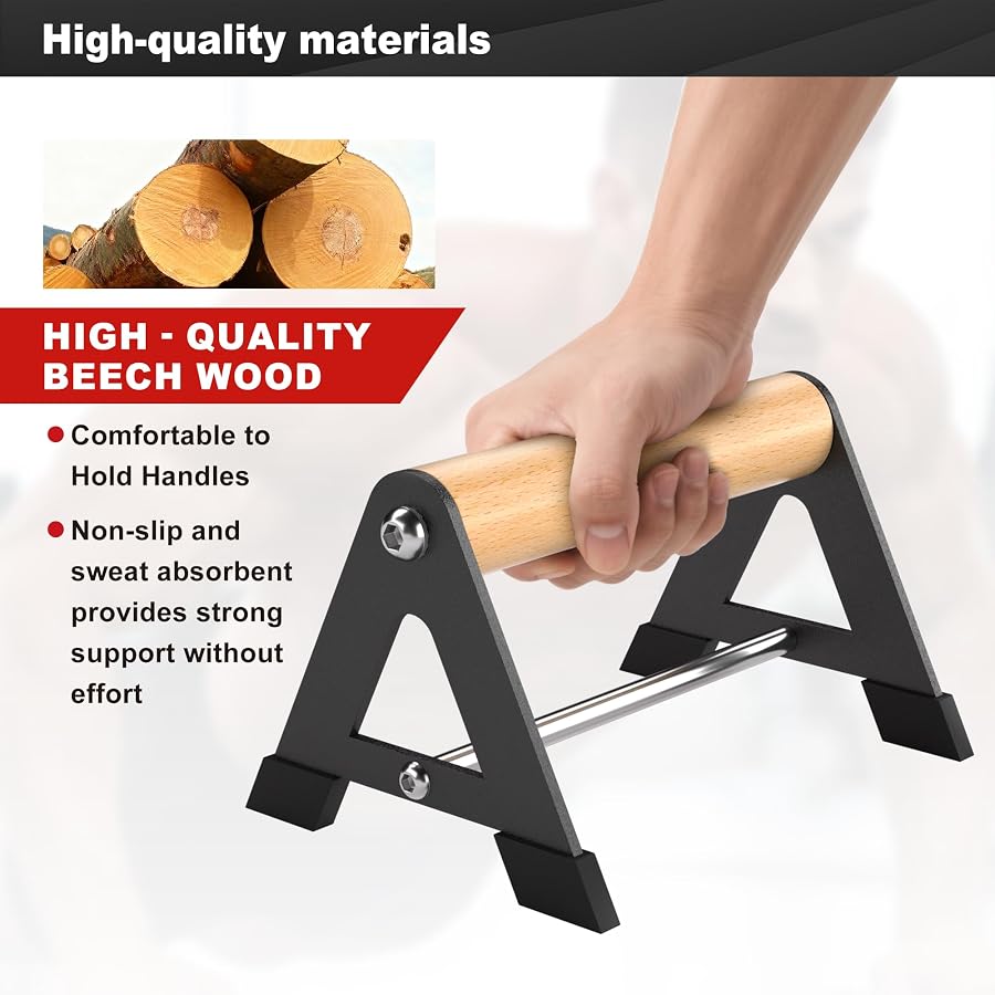 Mochantum Wooden Push Up Bars for Floor, 6.5 Inch, 500 lb, Black, 2 PCS Set - image 4