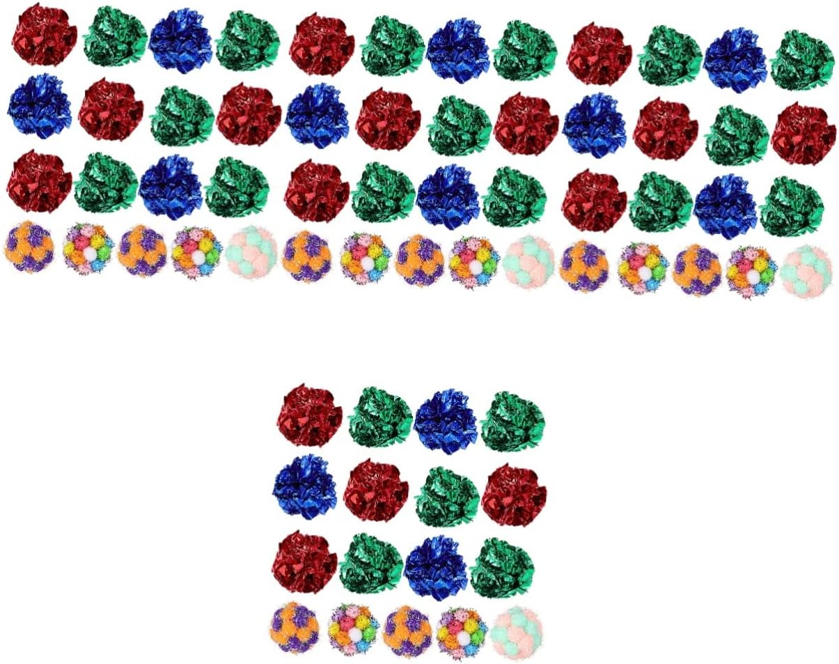 balacoo 100pcs Crinkle Cat Colorful Plush for Indoor Cats Kittens Interactive Crinkle Toys for Endless Fun Exercise Random Colors Included