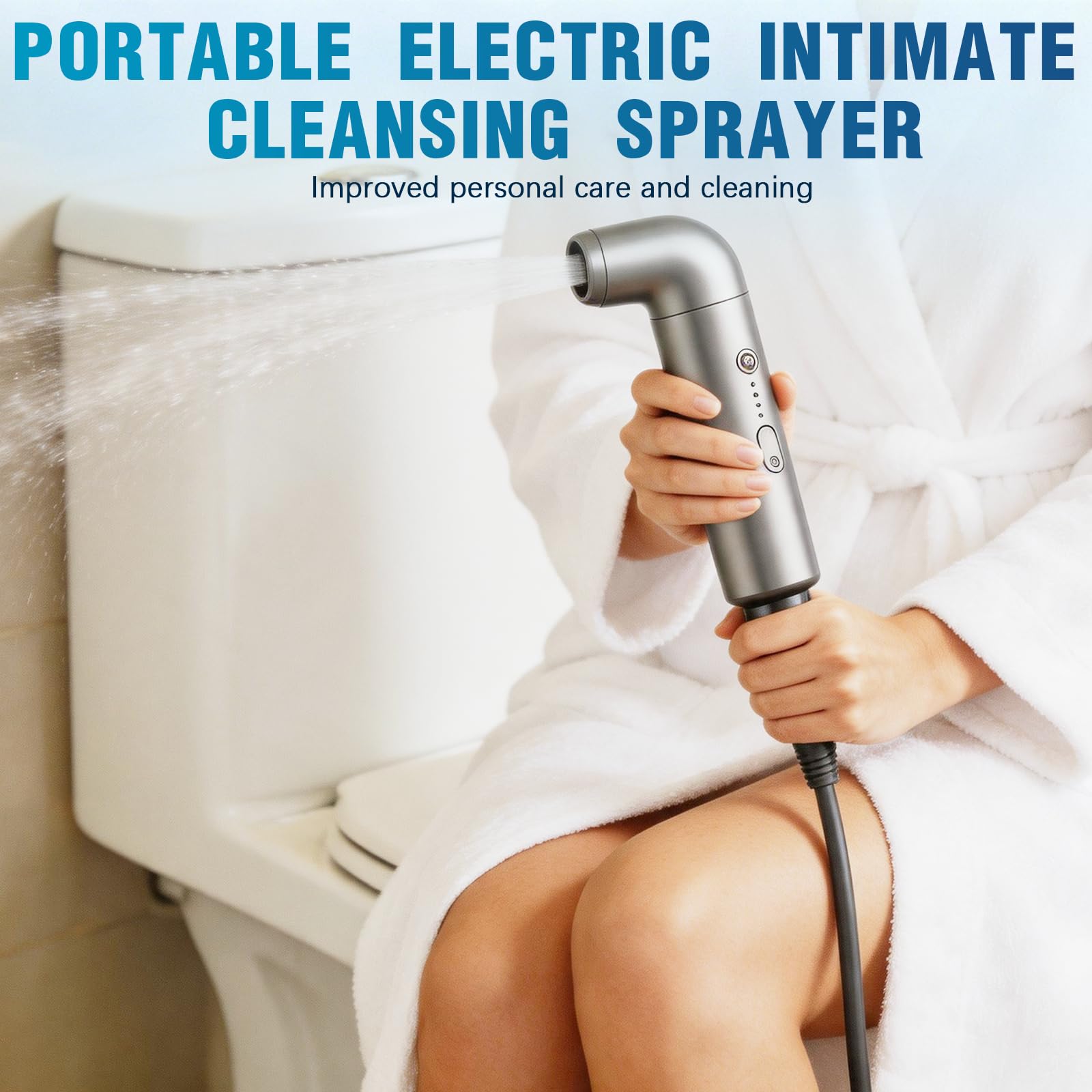 Bidet Portable Electrique, Douchette Intime avec Reservoir Eau 2,5L, Bidet de Voyage Rechargeable USB 3 Modes de Pression pour Postpartum Grossesse Hémorroïdes Camping Voyage Accessoires