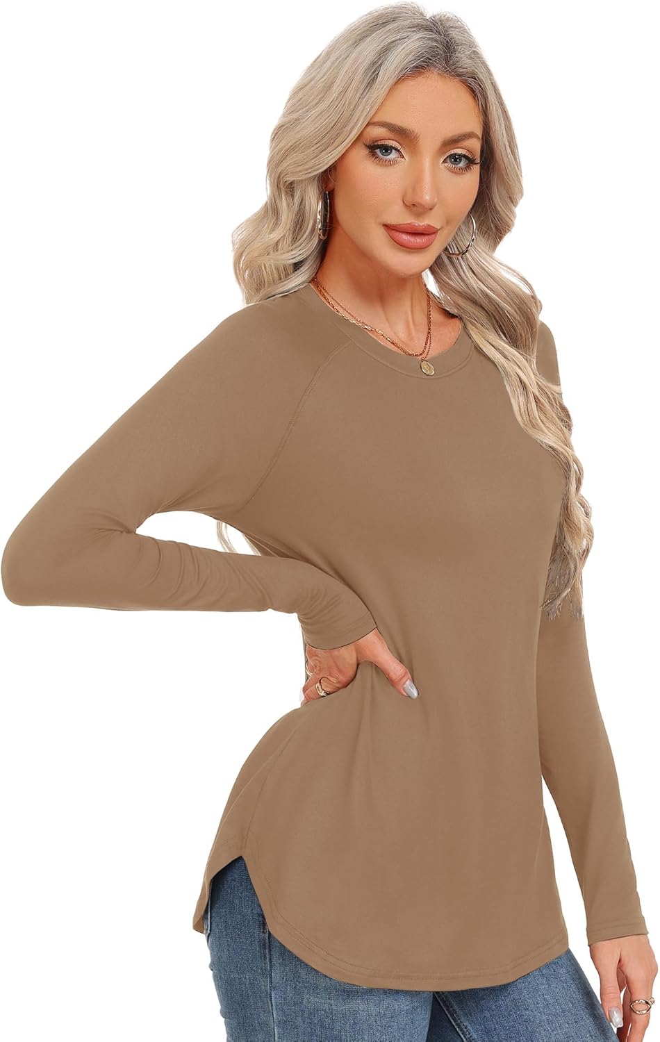 GAYHAY Long Sleeve Tunics or Tops to Wear with Leggings - Loose Fit Crew Neck Curved Hem Shirts Fall Winter Clothes 2026 - Image 2