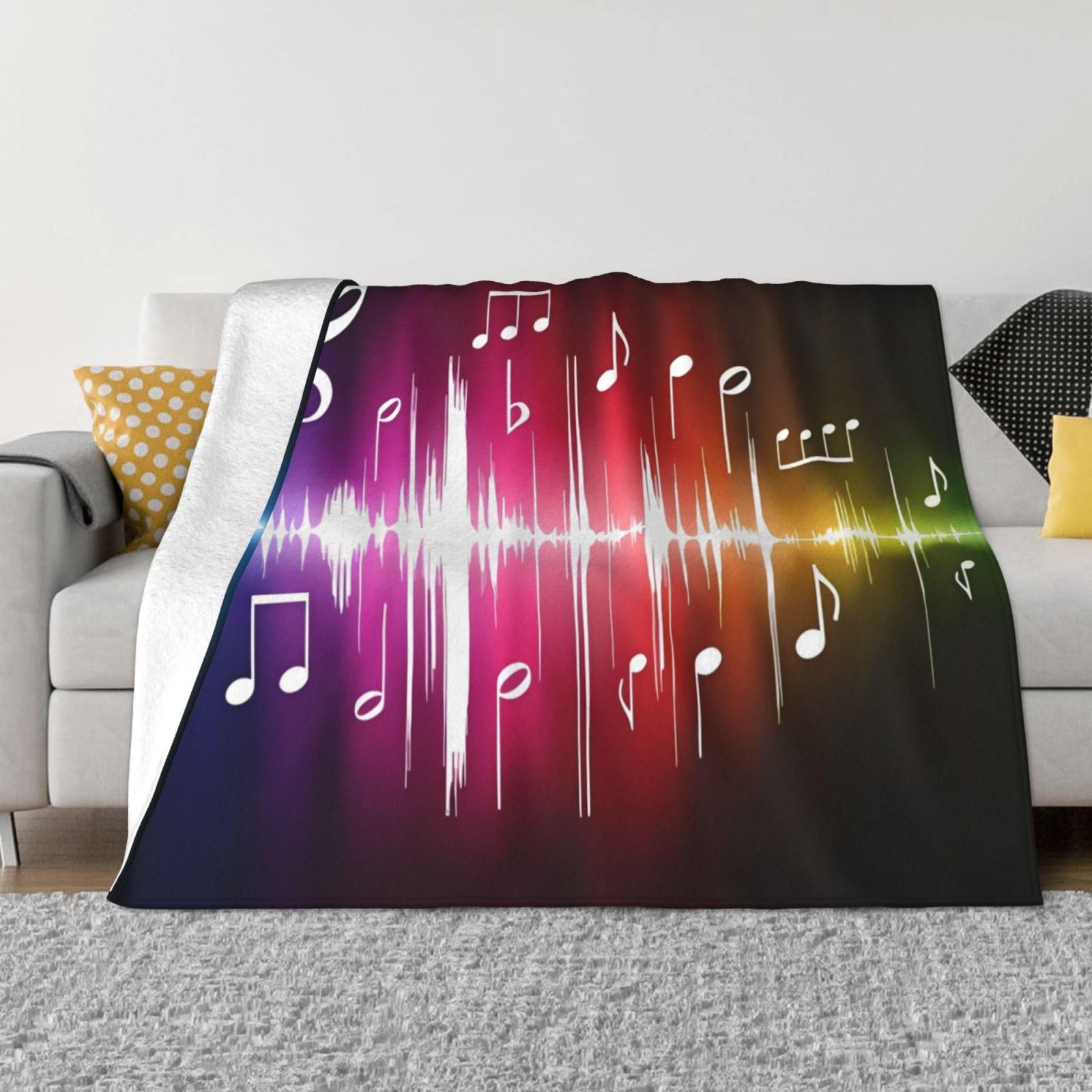 Couverture flanelle anti-boulochage ultra douce jeté de lit musique