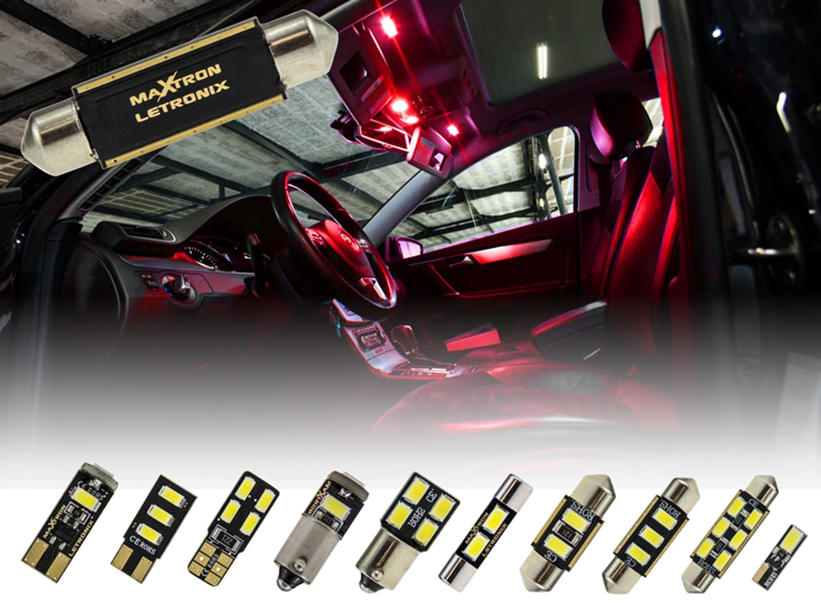 MaXtron Binnenverlichting set voor auto Vel Satis roze verlichting binnenlicht complete set