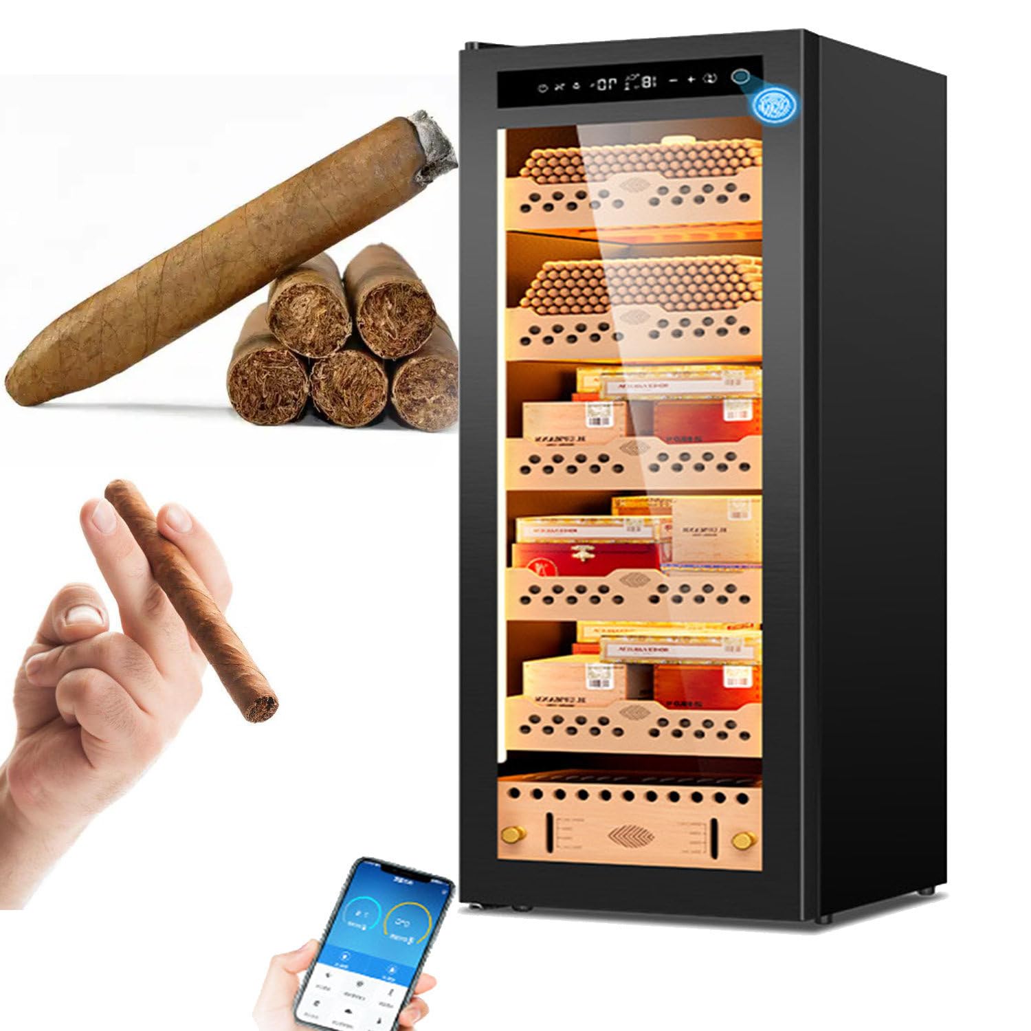 Elektrischer Zigarrenhumidor, Zigarrenschrank, intelligenter Zigarrenschrank mit konstanter Temperatur und Luftfeuchtigkeit, thermostatischer Kühlhumidorschrank, Zigarrenkühler-Humidor 138C