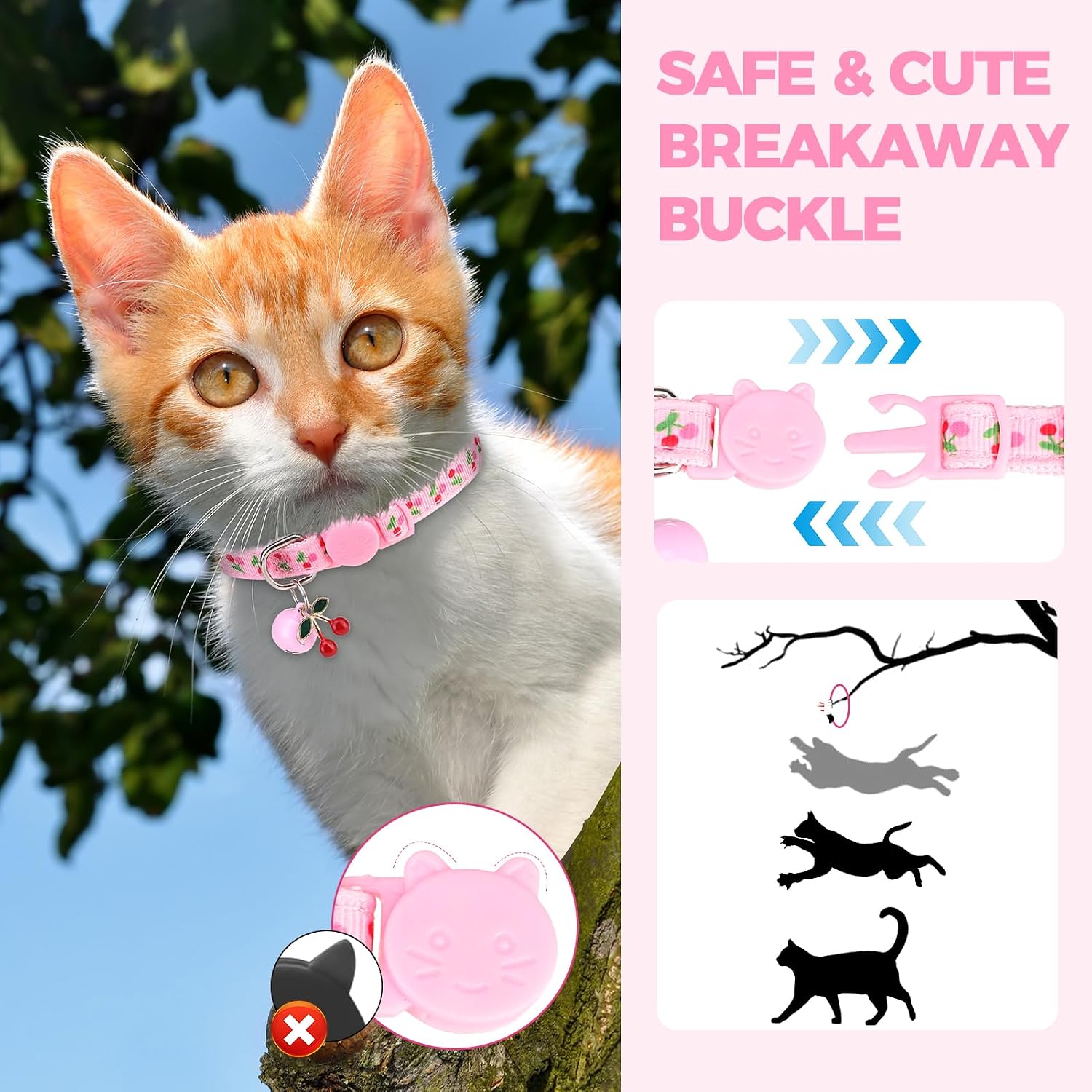 BINGPET Cat Collar Breakaway with Bell, Cute Kitten Collar image 2