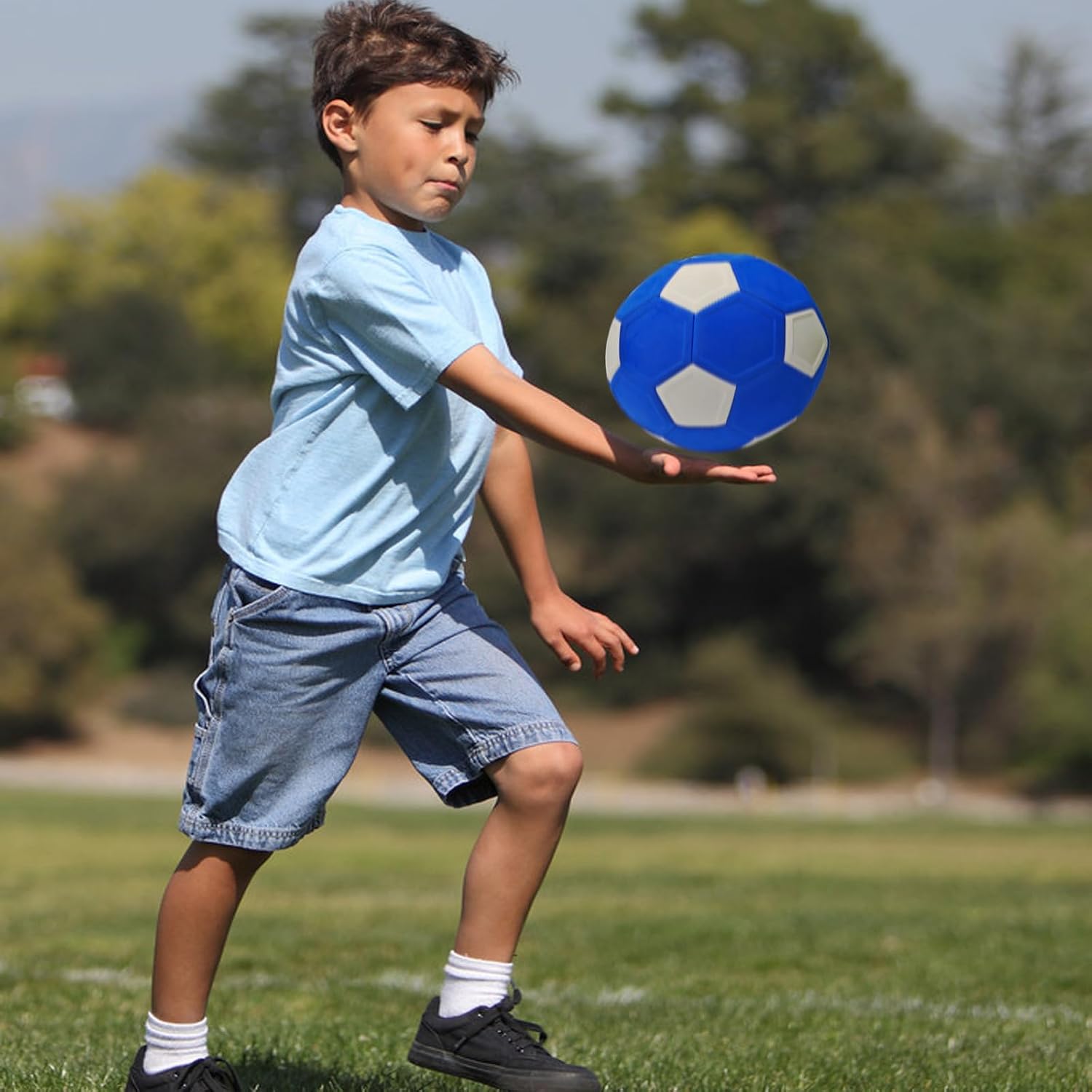 ABAJI Soccer Ball Size 3 4 5 Foam Outer Material Super Lightweight Bouncy Indoor Practice Training Boys Girls Gift Anti Exploded Indoor Come with Pump Needle