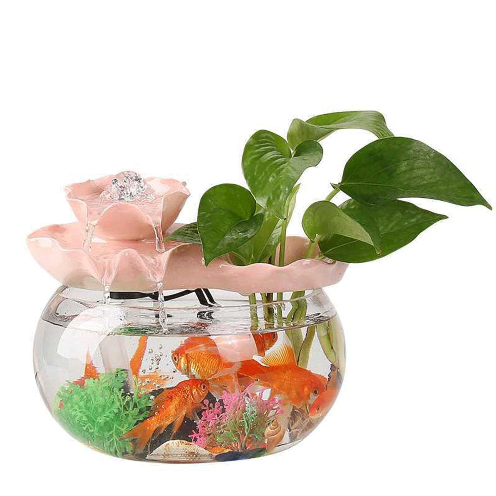Aquarium avec fontaine circulante pour humidifier l'air et décorer la chambre