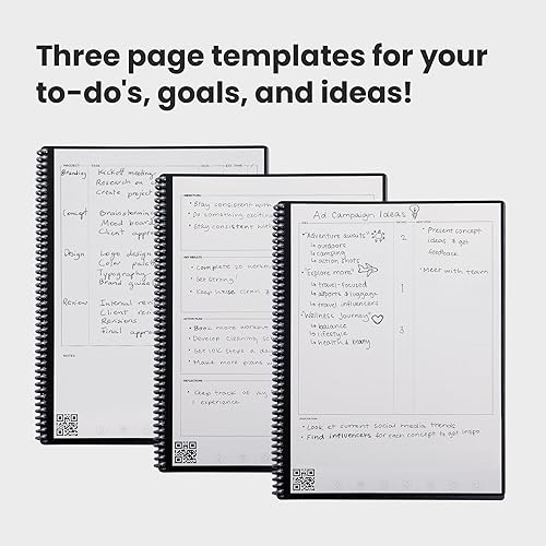 Miniatura 5 de Rocketbook Fusion - Agenda de productividad reutilizable sin fecha, tamaño carta de 8.5 x 11 pulgadas, lila, metas, calendario mensual y semanal,