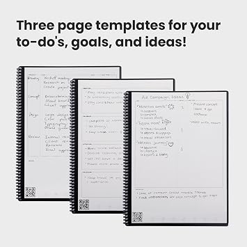 Rocketbook Fusion Reusable Undated Productivity Planner, Letter Size 8.5x11, Teal - Goals, Monthly and Weekly Calendar, Daily To-do List, Lined and Dotted Notes Pages
