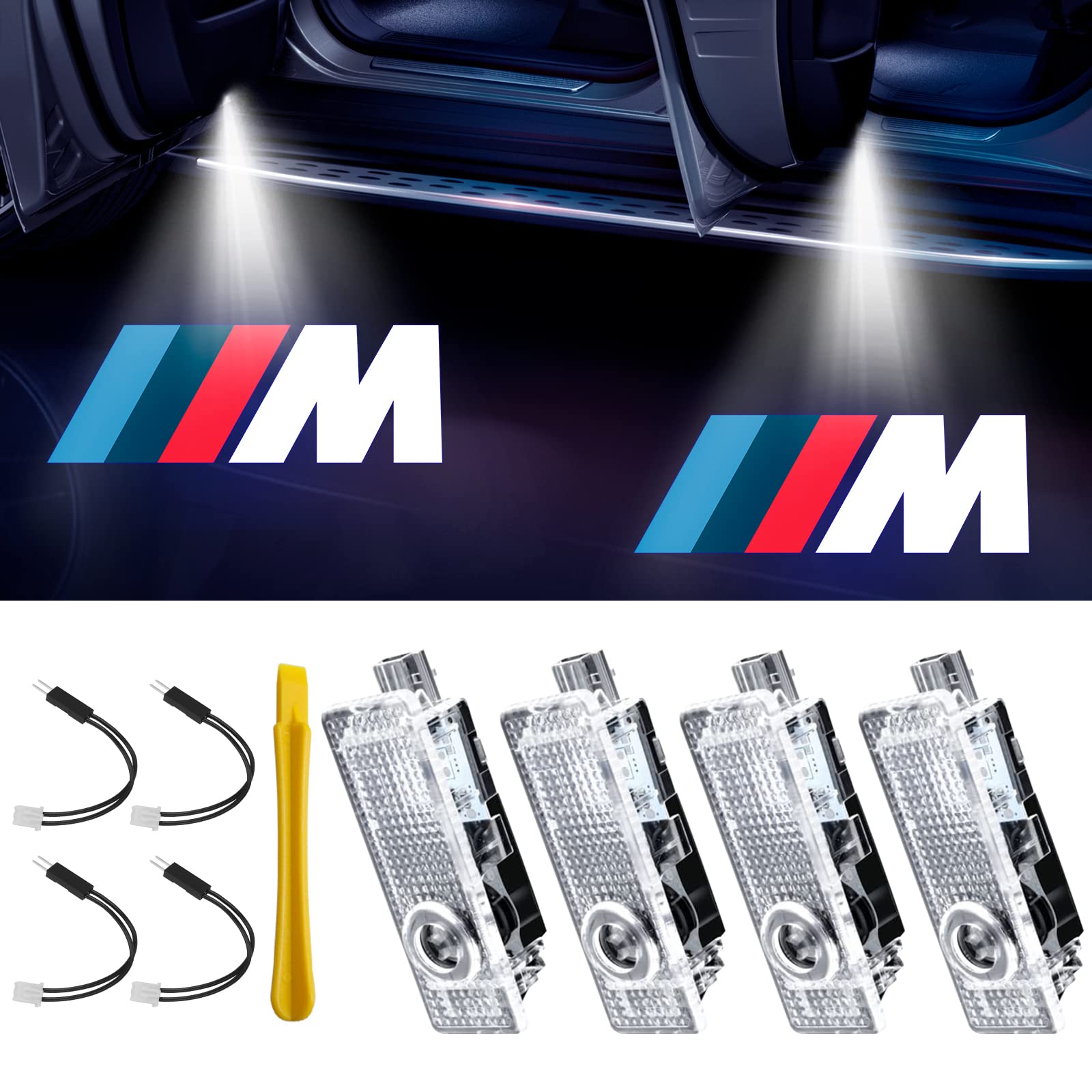 Photo 1 of Car Welcome Lights, 4-Pack High-Definition LED Door Lights, Compatible with BMW 1/2/3/4/5/6/7 Series, and Suitable for X1/X2/X3/X4/X5/X6/X7/M/Z/GT Models