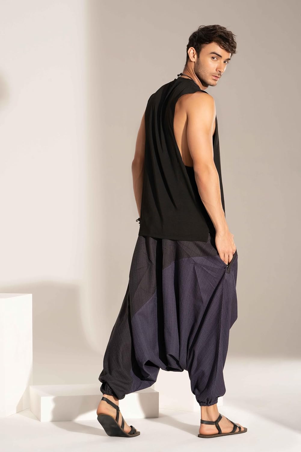 Travel Hippie Parachute Pants for Men, Baggy Flowy Pants Lounge Yoga Harem Boho Music Festival Dance Pant - Image 4