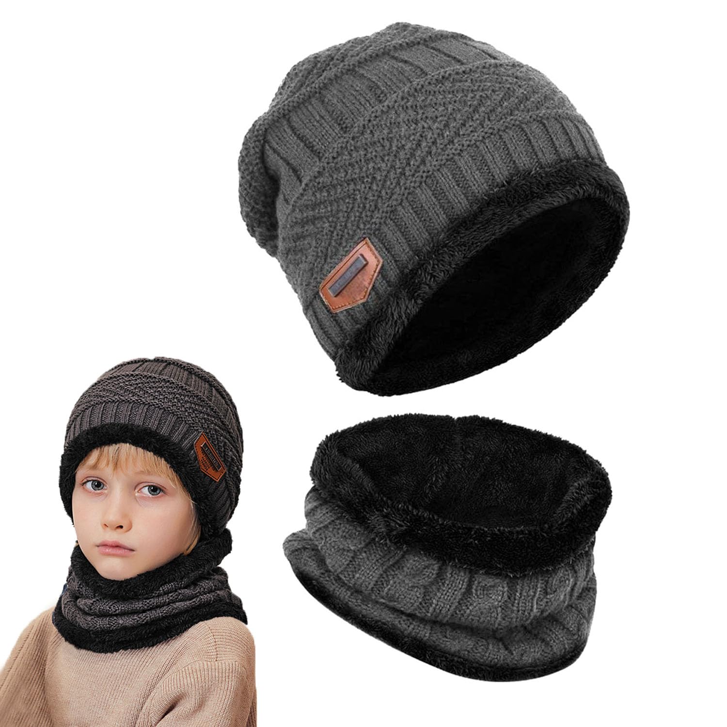 Zimowy ocieplacz na szyję, czapka zimowa dla dzieci, zimowa czapka z dzianiny i szalik, czapka zimowa dla dzieci, czapki beanie chłopiec dziewczynka