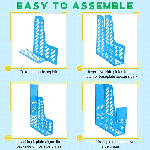 Vista 4 de Glenmal Paquete de 12 organizadores de revistas para escritorio, soporte vertical de plástico para archivos, revistas, accesorios de escritorio
