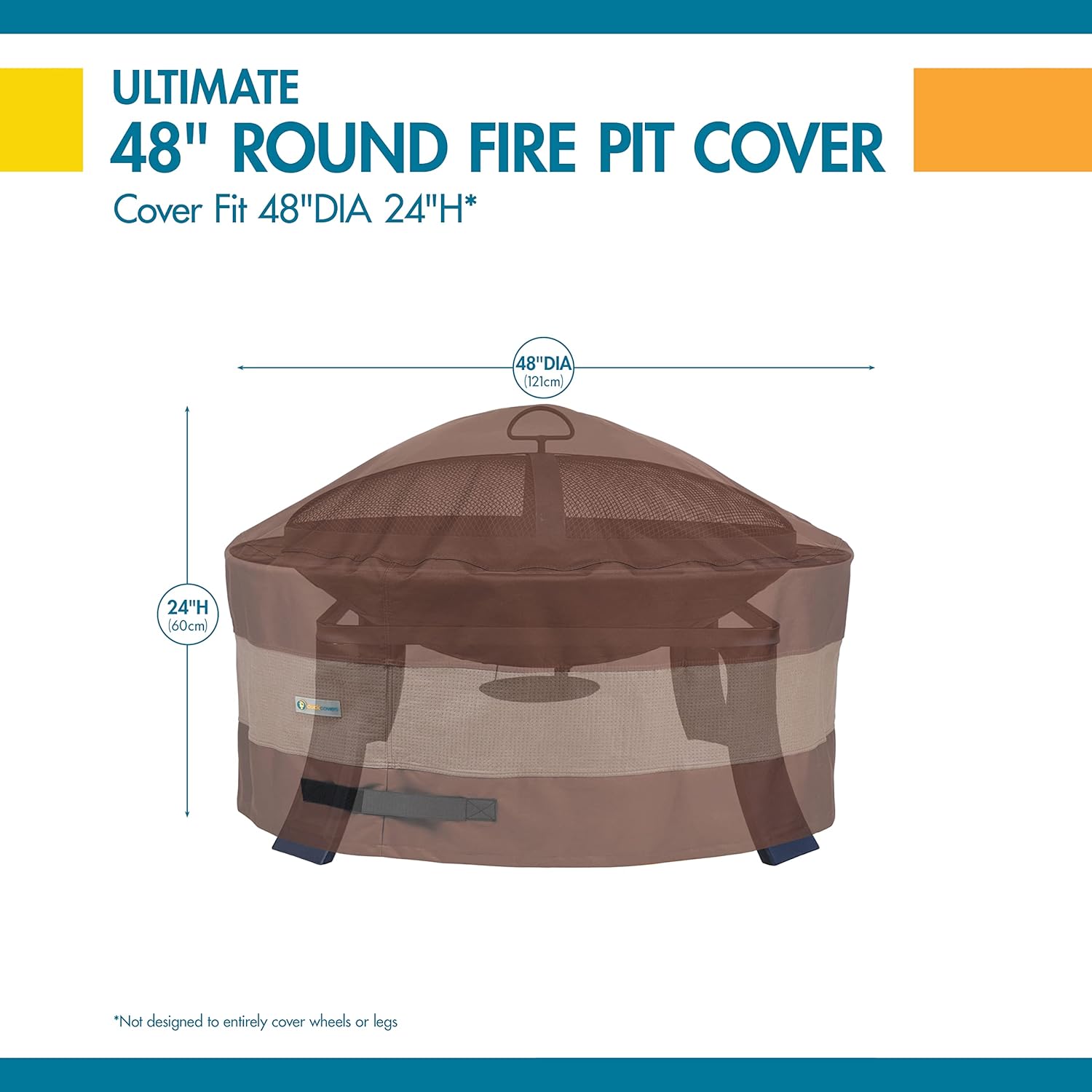 Duck Covers UFPR5024 Ultimate Waterproof Round Fire Pit Cover, 48"DIA x 24"H, Mocha Cappuccino : Patio, Lawn & Garden