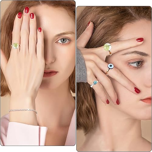 Miniatura 5 de PH PandaHall 40 piezas de anillos en blanco, base de anillo ajustable de 0.67 pulgadas, bandeja en blanco con base plana de 0.236 pulgadas, anillos