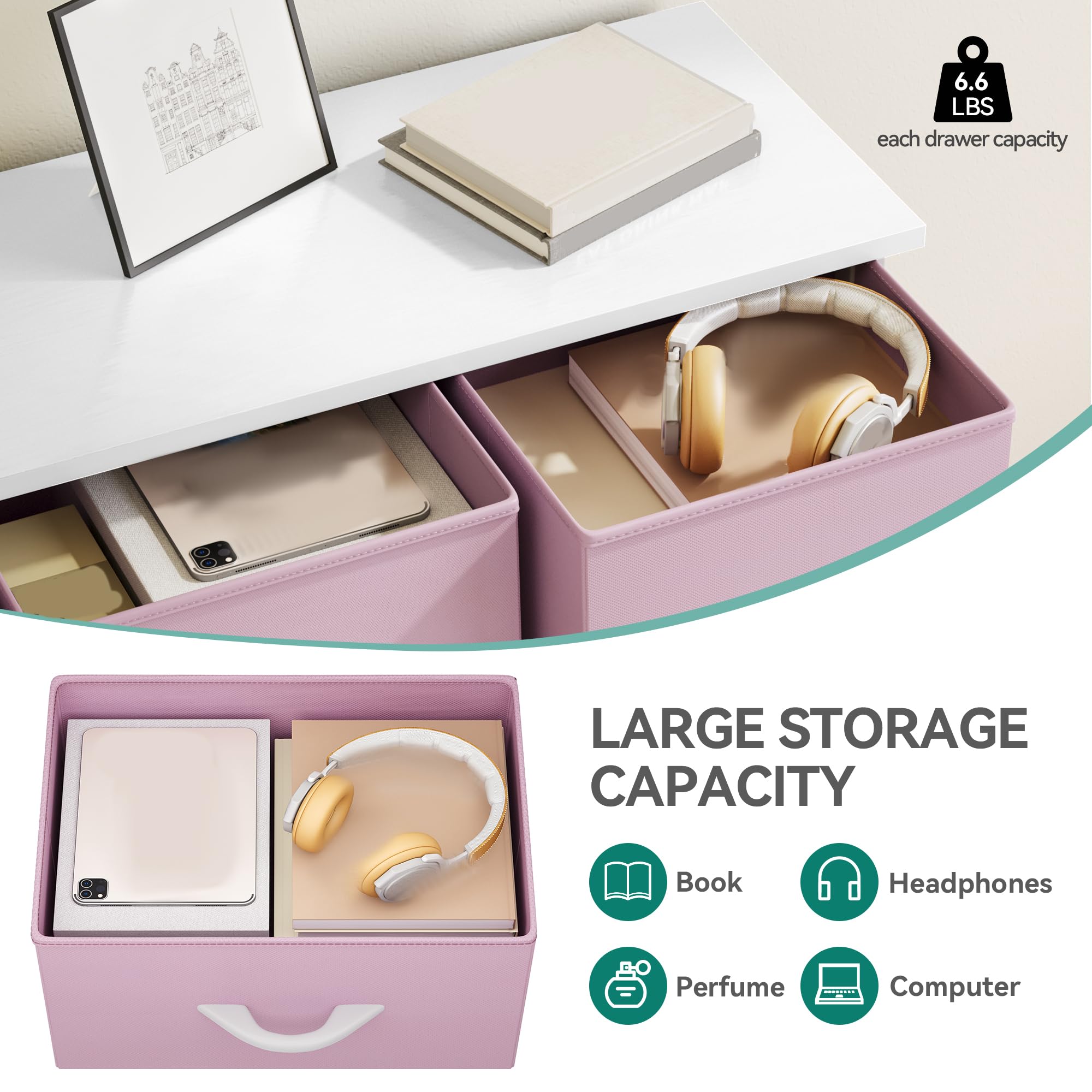 YITAHOME Dresser for Bedroom with 9 Drawers, Closet Dresser & Chest of Drawers for Living Room, Closets - Sturdy Steel Frame, Wooden Top & Easy Pull Fabric Bins