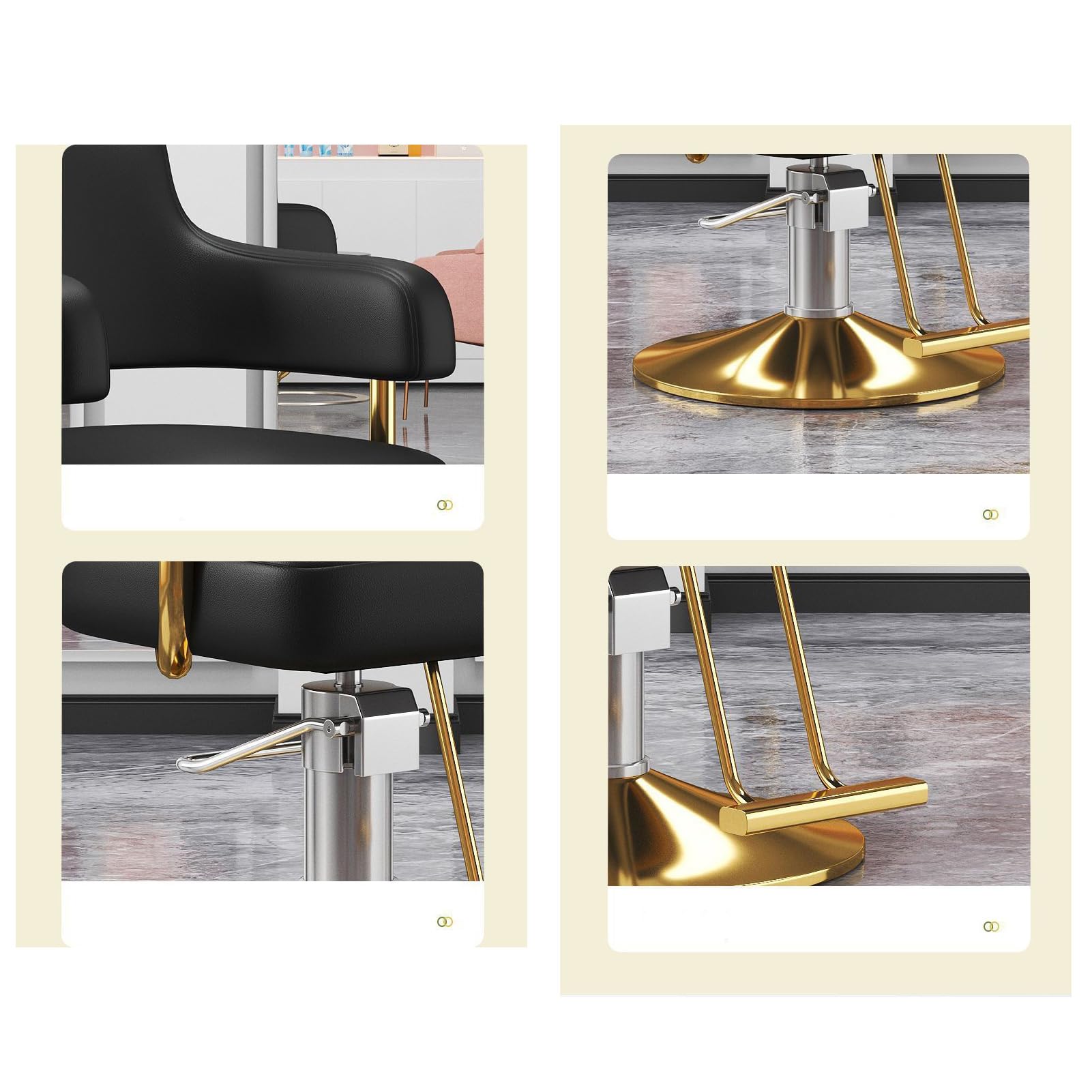 Genérico Silla de peluquería Profesional, giratoria 360° con reposapiés, hidráulica, para salón, SPA, Tatuaje y barbería, de Cuero Resistente y Acabado Plateado.