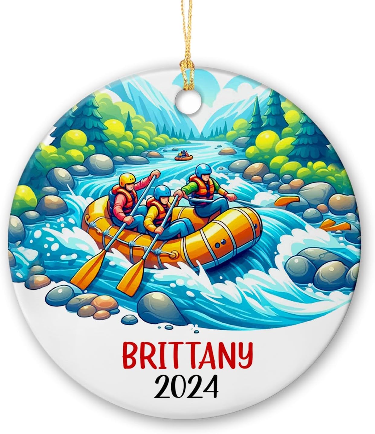 Amazon.com: Rafting Christmas Ceramic Ornament 2024, Personalized Name ...