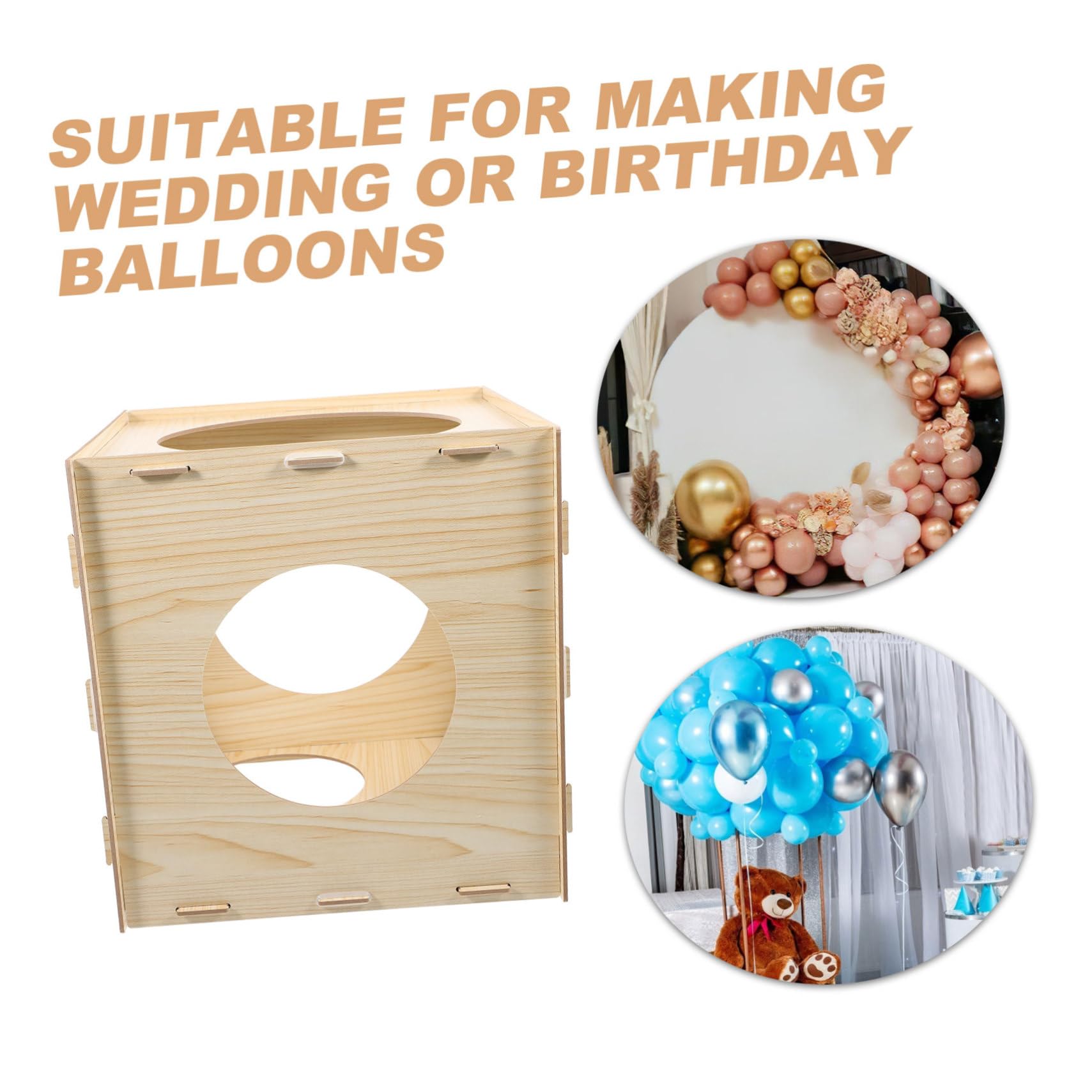 Toddmomy Holz Ballongrößenmesser Würfel Messkasten mit 9 Löchern und Größenmarkierung Leicht Zusammenbaubar für Hochzeit und Shower Dekoration