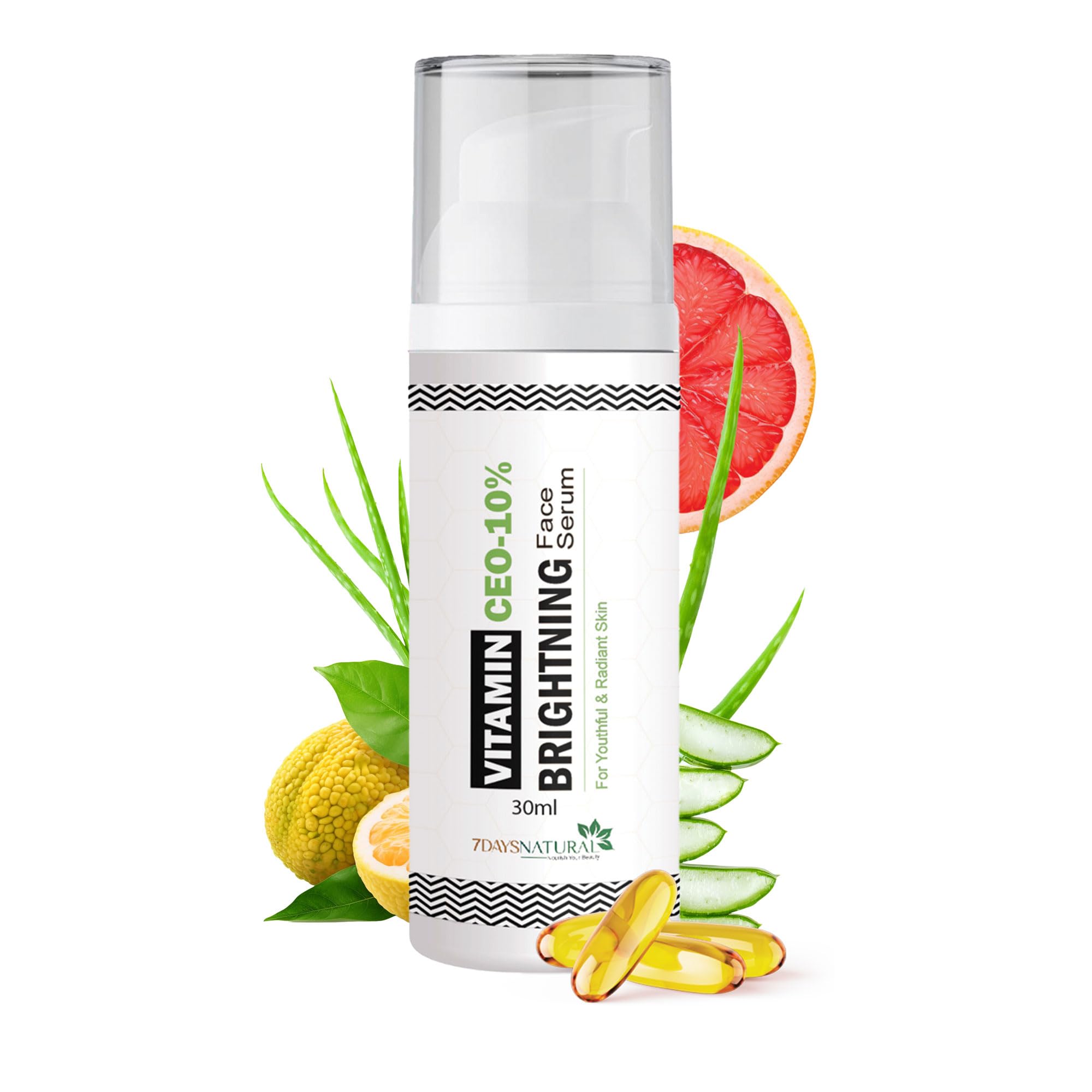 7DAYSNATURAL Vitamin C Serum for Glowing Skin with Niacinamide & Hyaluronic Acid | Face Serum for Women & Men | Targets Dark Spots, Pigmentation & Dullness | Non-Sticky & Lightweight | 30ml