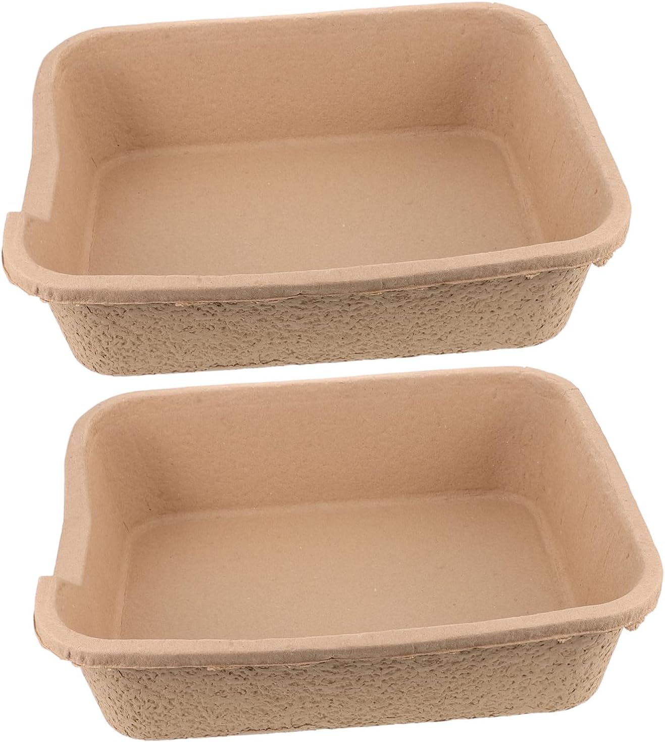 POPETPOP 2pcs Portable Biodegradable Paper Pulp Litter Box for Cats and Rabbits Open Splash-Resistant Design Indoor Tray for Travel Camping and Temporary Use Suitable for Pets Up