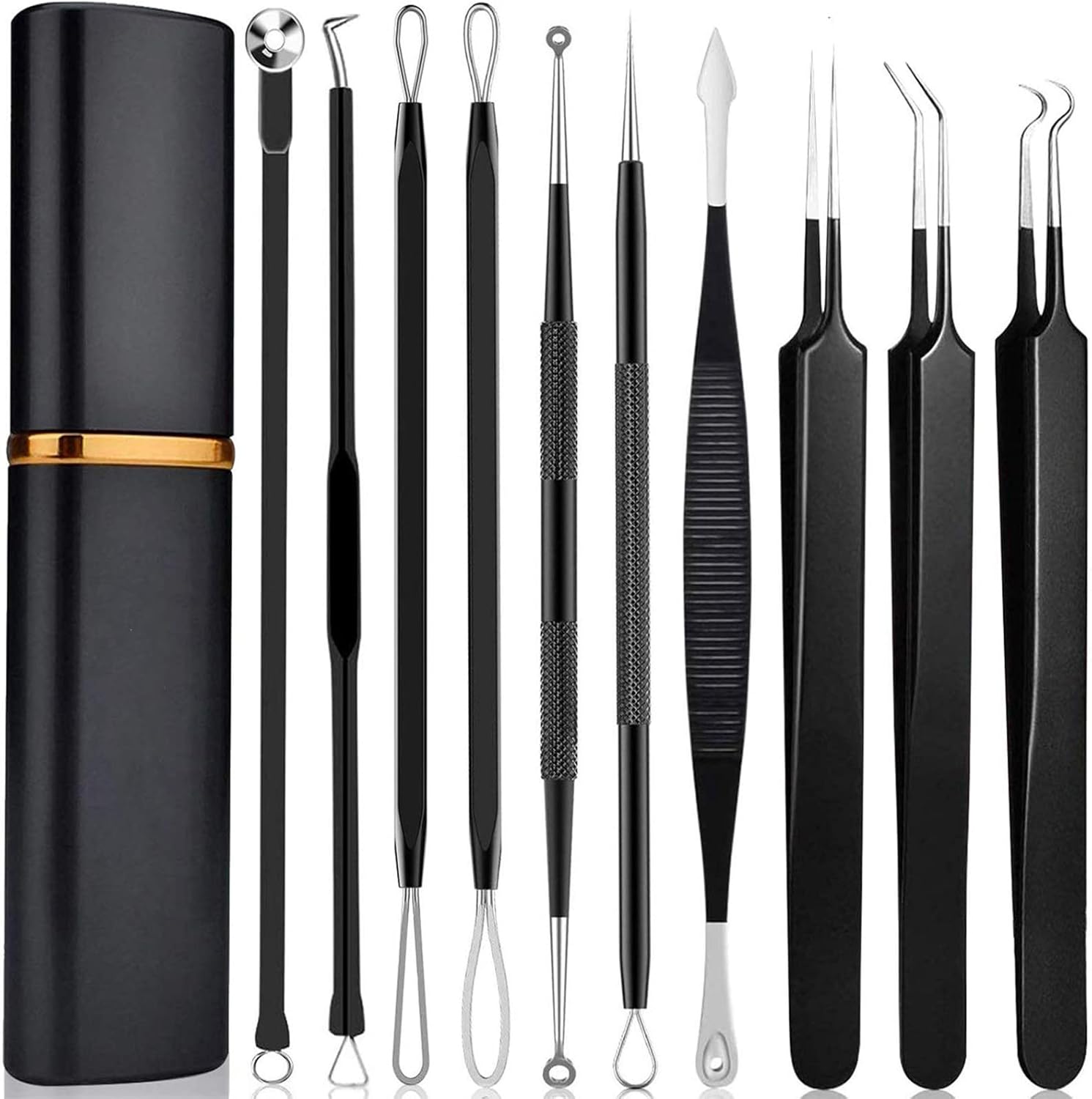 Blackhead Remover Tool, 10PCS Pimple Popping Kit Acne Needle for Quick and Easy Removal of Pimple, Blackhead, Zit Removing,Facial and Nose(with Bag)