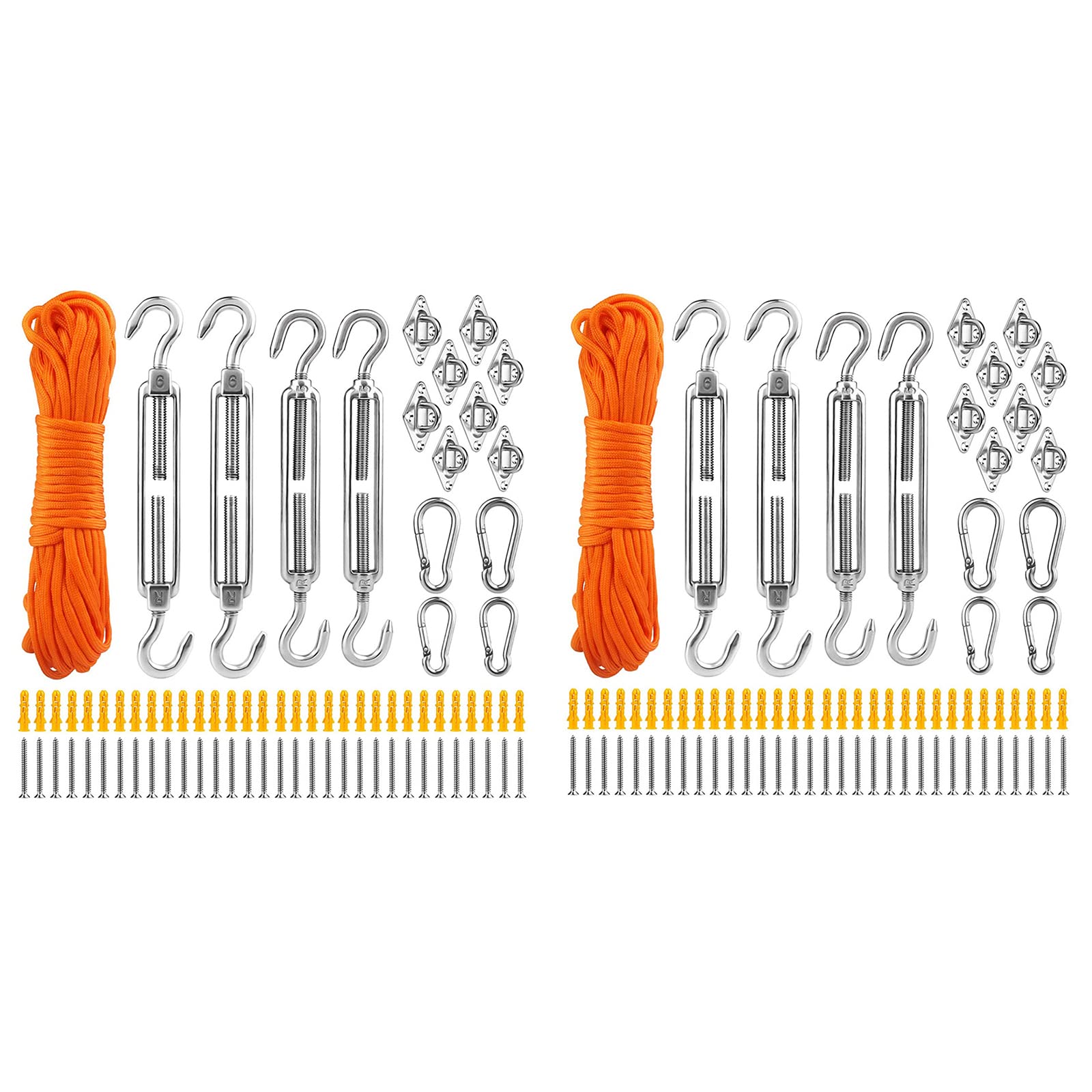 Kit de quincaillerie rectangulaire pour Voile d ' ombrage, 81 pièces, Ensemble de Fixation d ' auvent en Acier Inoxydable pour d ' auvent de Voile d ' ombrage F, Accessoires de Fixation,