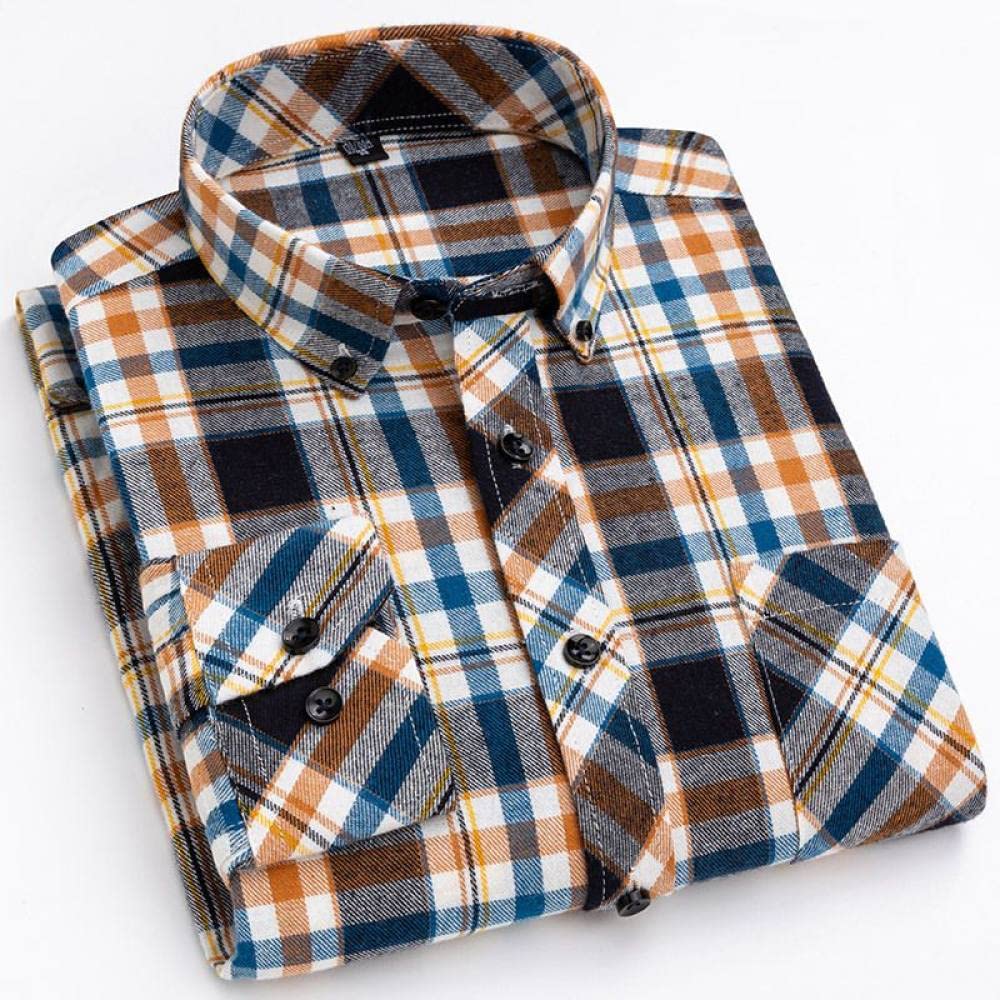 Camicia In Cotone A Maniche Lunghe Da Uomo,Camicia Casual Da Uomo A Maniche Lunghe, Camicia A Quadri In Cotone Flanella Da Uomo Manica Lunga Abbottonata Camicie Casual Eleganti Con Taschino Sul Pett