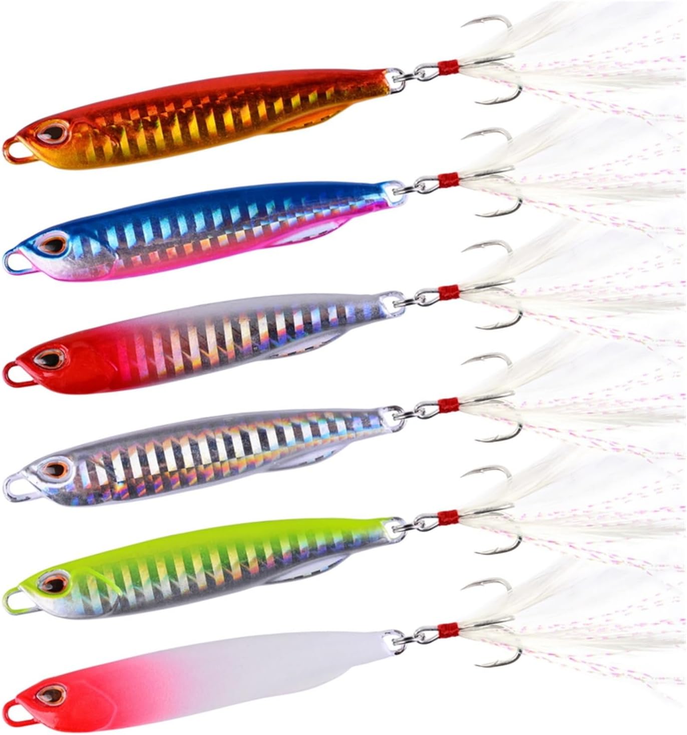 6PC Lures Slim Metal Casting Jig 10G 15G 20G 30G 40G Shore Drag Long Cast Jigging Spoon Sea Fishing Lure Artificial Bait Tackle