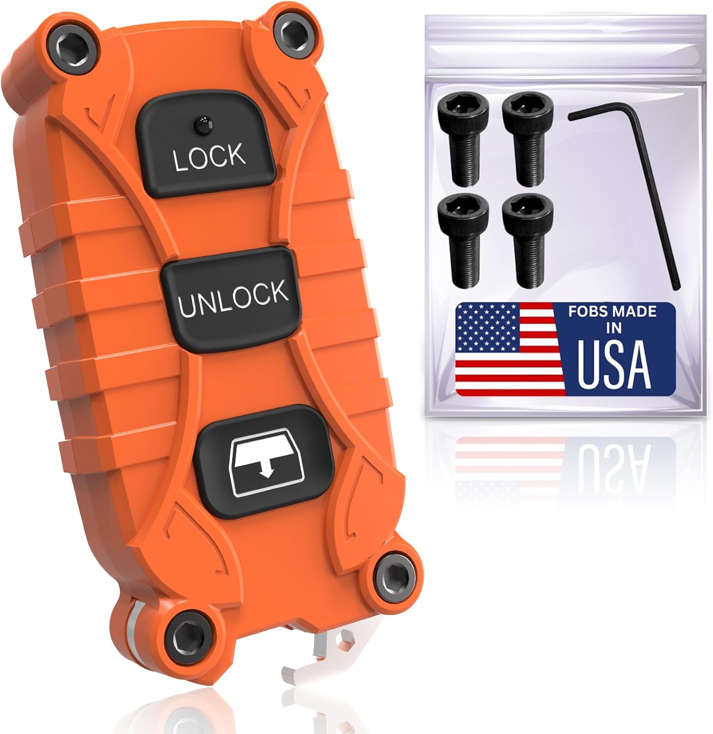 Toyota 4Runner 1996-2009 Key Fob - Heavy Duty 3 Button - Also fits Highlander 2004-2007. Lock Unlock Panic - Housing Case with Bottle Opener -No Electronics Included - (Blaze Orange, 3 Button)