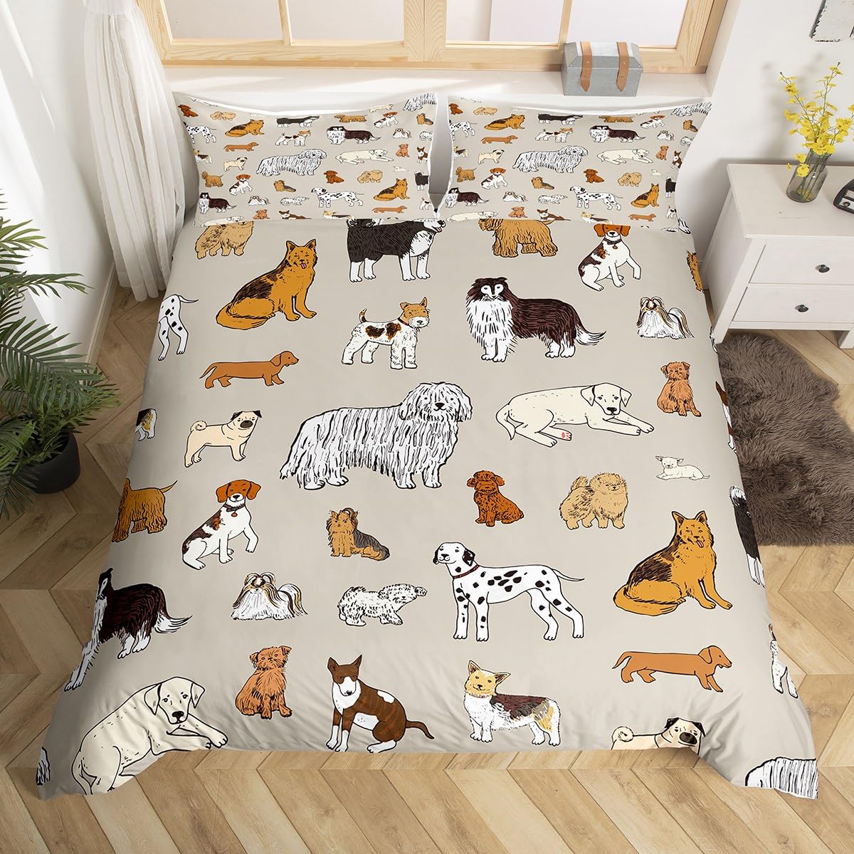 Parure de lit Corgi et housse de couette animaux de dessin animé pour sublimer votre chambre