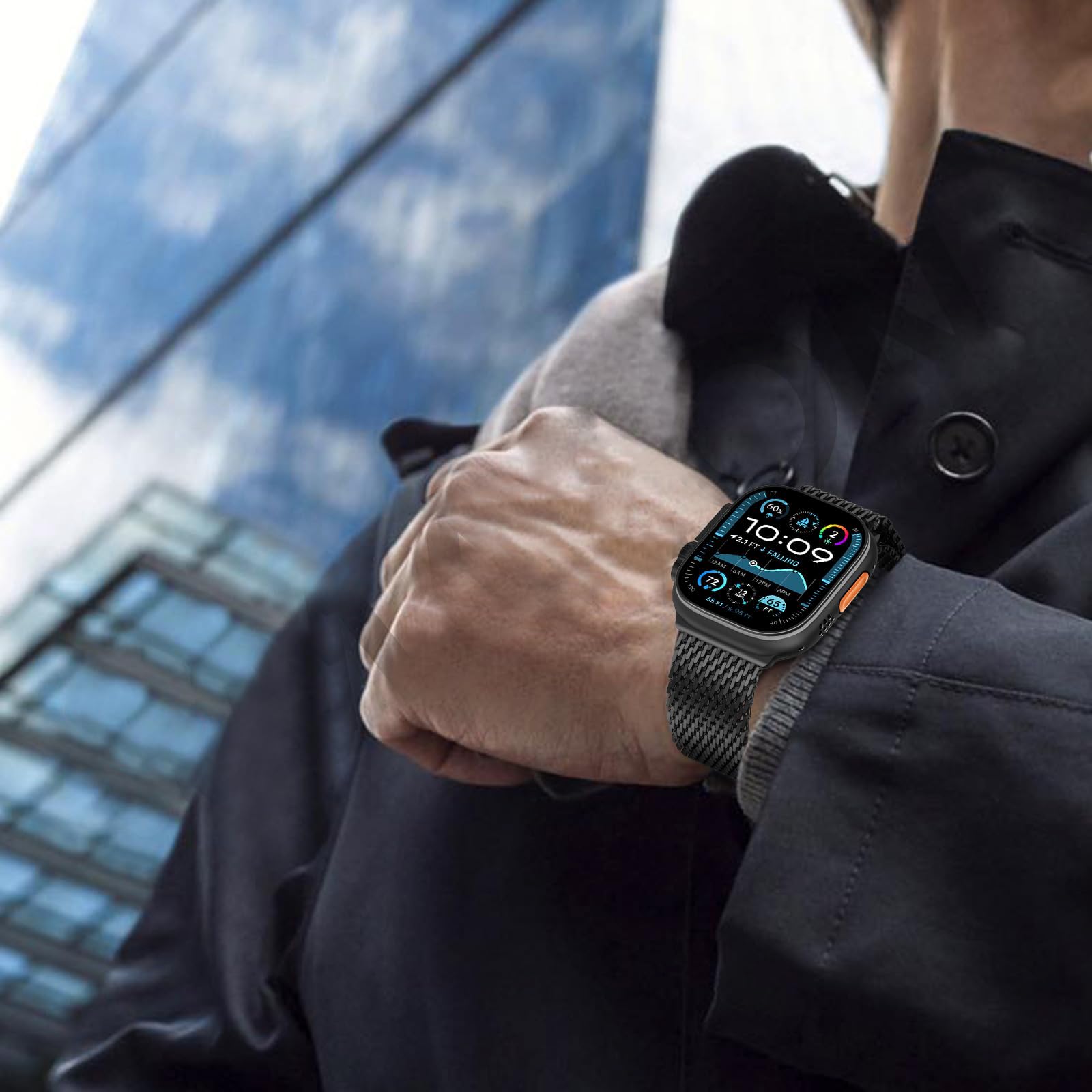 Bracelet de rechange sport robuste compatible avec Apple Watch 49 mm/46 mm/45 mm/44 mm/42 mm, compatible avec iWatch SE Series 10/9/8/7/6/5/4/3/2/1/Ultra/Ultra 2, pour hommes et femmes