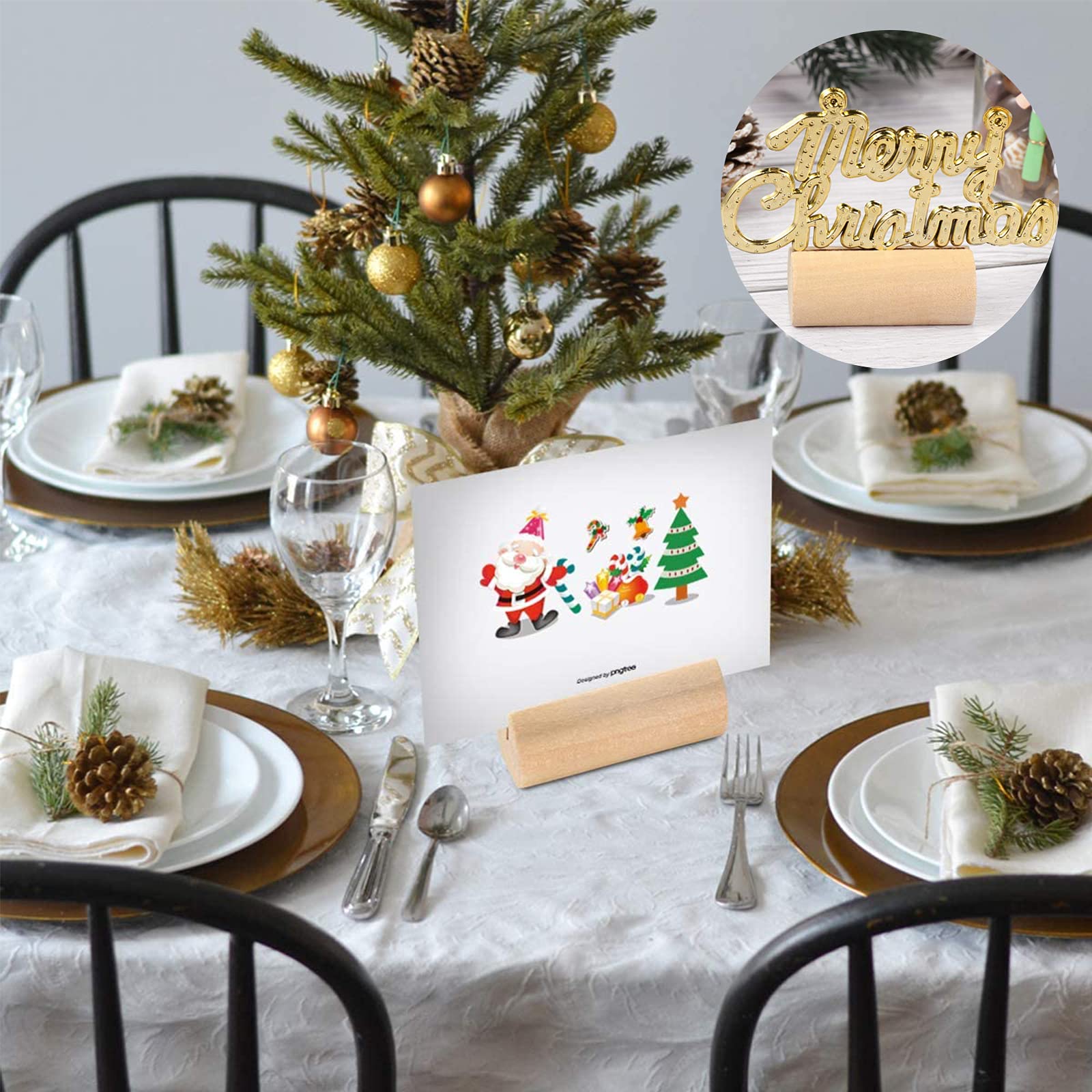 Lot De 20 Porte-cartes En Bois Demi-cercle Avec 20 Cartes Vierges - Pour Mariage, Anniversaire, Noël, Décoration De Table - 2
