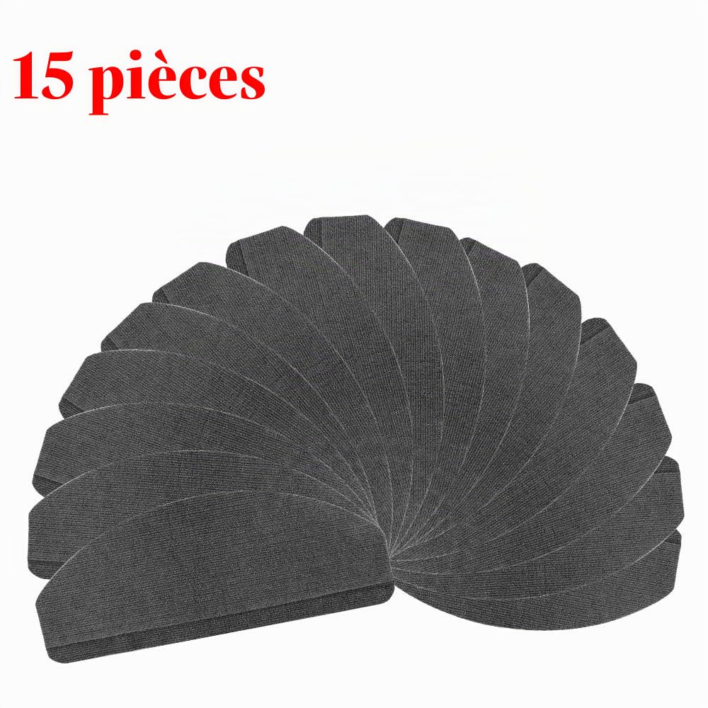 Autocollant - Tapis d'escalier pour intérieur,Marchettes d'escalier Antidérapant Autocollante Moquette de marches Tapis de Protection d'escalier de Non-glissière,65*21*4cm (noir (15 pièces))