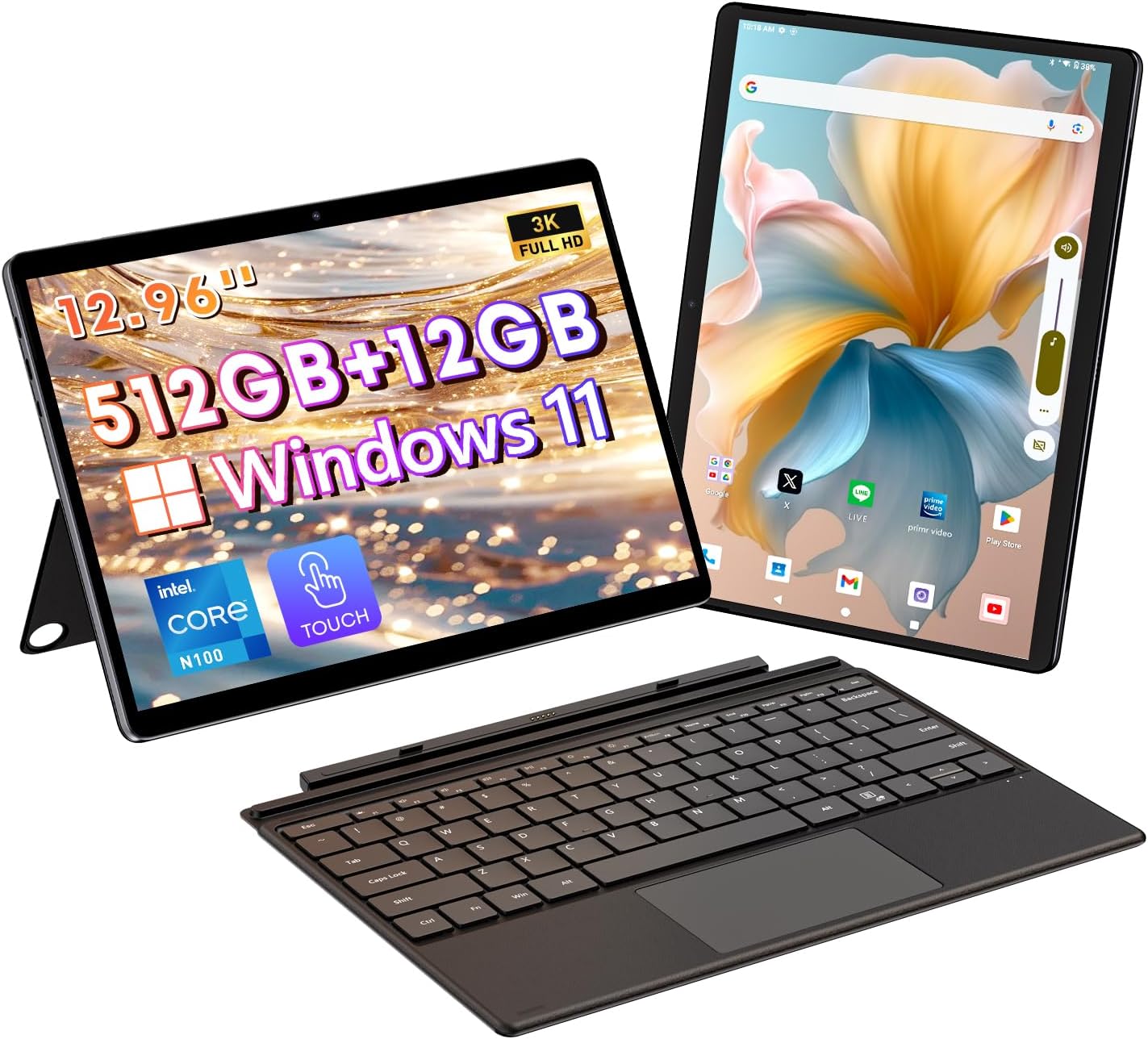 CHUWI 12.96″ Windows Tablet with Keyboard, Hi10 Max 2 in 1 Touchscreen Tablet, Intel N100,12GB LPDDR5 512GB SSD, 2880X1920 FHD, Windows 11 Tablet with Keyboard Support WiFi 6,BT 5.2,HDMI,Type C,USB3.2 CHUWI 12.96″ Windows Tablet with Keyboard, Hi10 Max 2 in 1 Touchscreen Tablet, Intel N100,12GB LPDDR5 512GB SSD, 2880X1920 FHD, Windows 11 Tablet with Keyboard Support WiFi 6,BT 5.2,HDMI,Type C,USB3.2