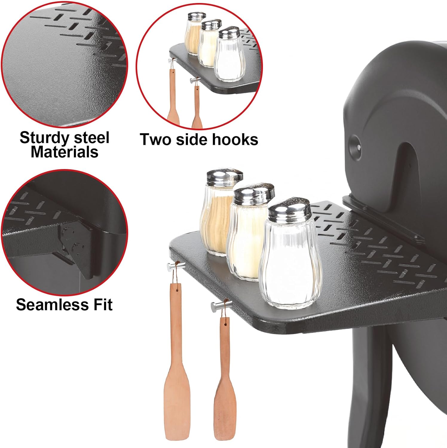 DELSbbq Side Table for Weber Searwood 600/600XL Pellet Grills,Heavy-Duty BBQ Prep Station Folding Side Table for Weber Searwood 600 Accessories