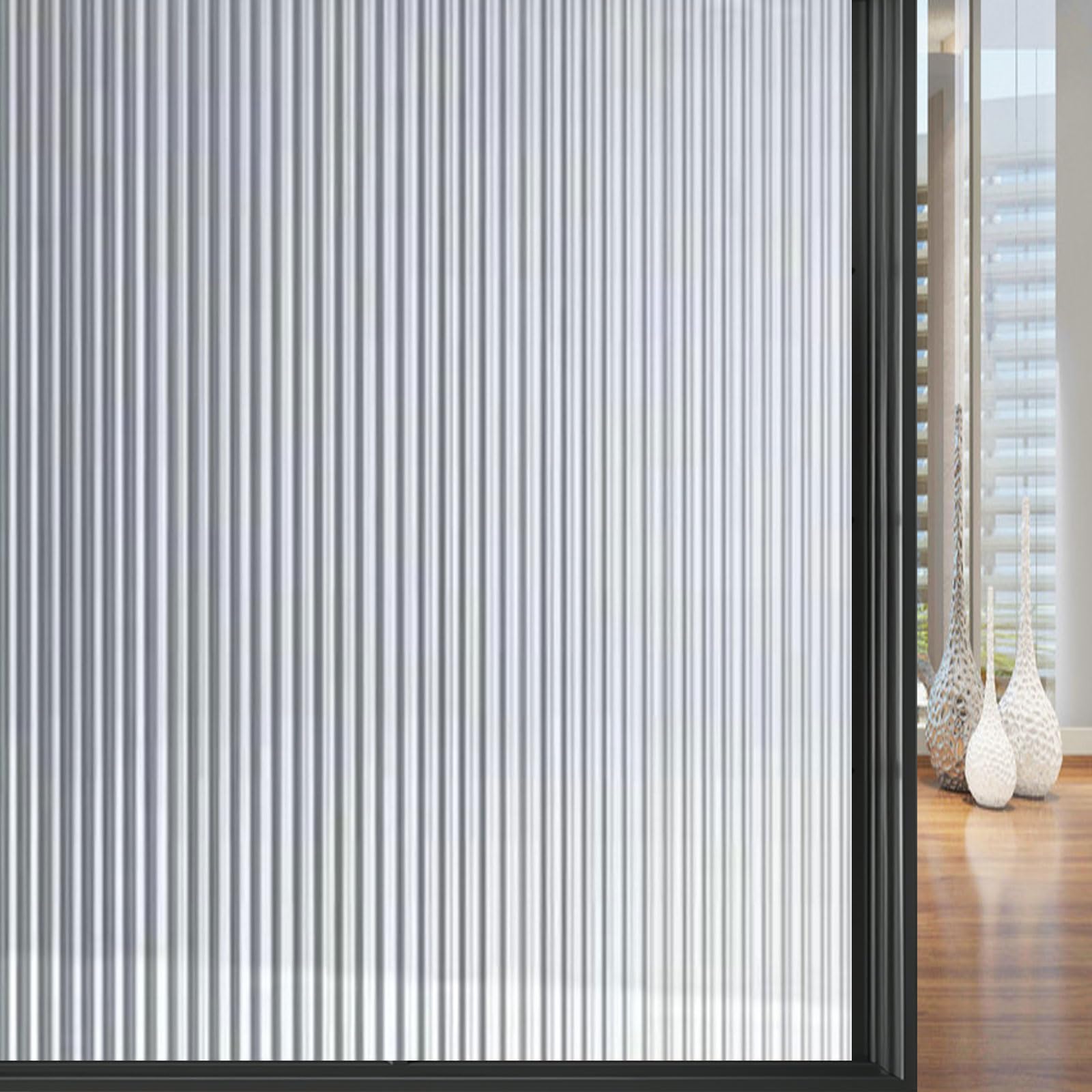 Fensterfolie - Selbstklebend Statische Folie 50 x 280 cm Selbstklebend Sichtschutz Ohne Kleber Statisch Haftend Blickschutz Klebefolie für Büro Bad Duschkabine, Changhong 2