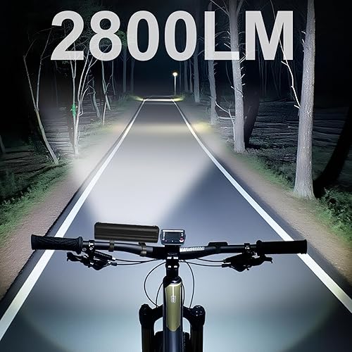 Miniatura 2 de Luces de bicicleta superbrillantes, 2800 lúmenes, 6400 mAh, 5 LED, 5 modos de iluminación, IPX5 impermeable, faro de bicicleta recargable tipo C,