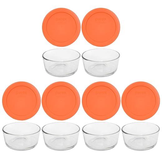Pyrex 12 Pieces Orange Glass Storage Containers | 2 Cup