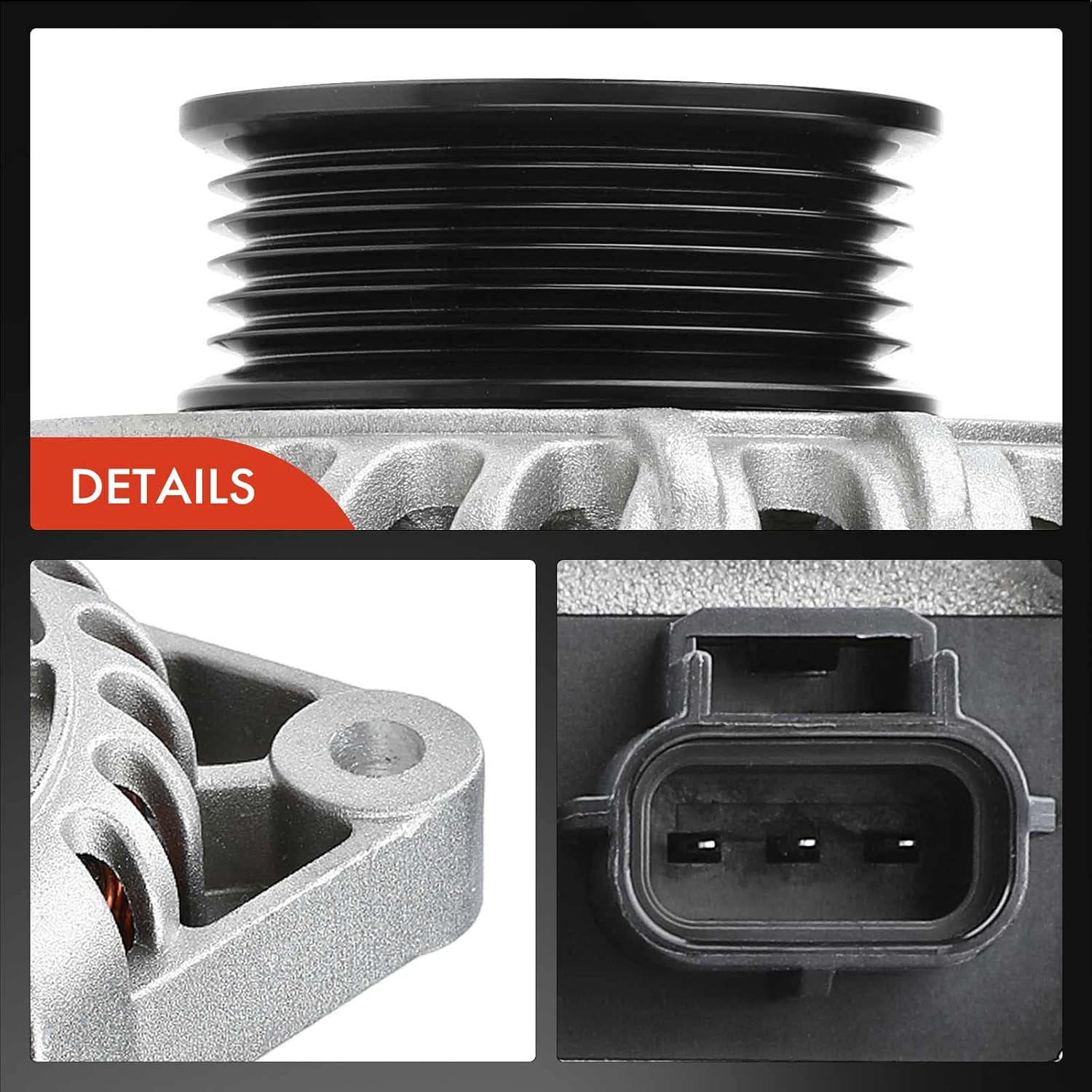 A-Premium Alternator Compatible with Ford Mustang 2001-2004, 3.8L 3.9L, 220A 12V 6-Groove Pulley Clockwise, Replace# AFD0075-220, AFD0075220