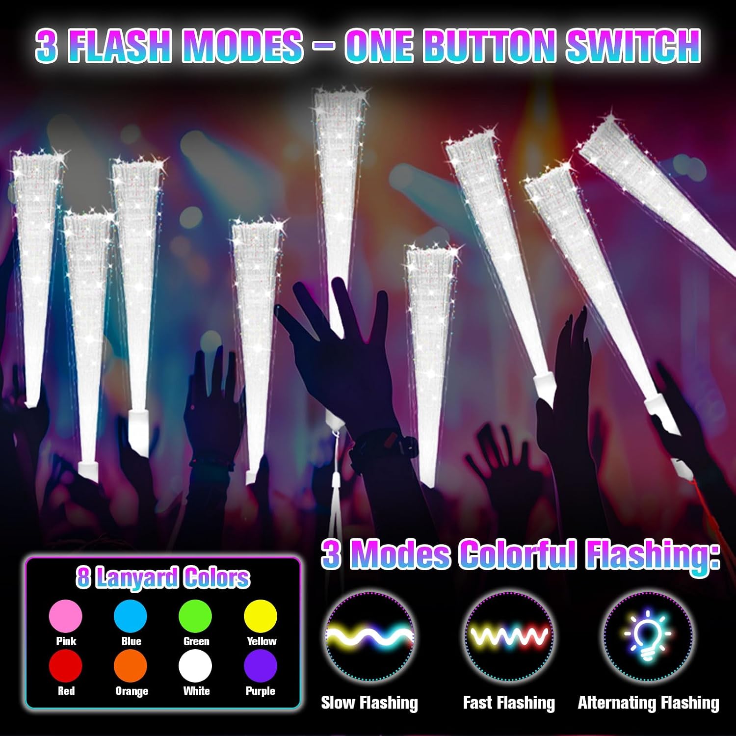 64 White Fiber Optic Wand Glow